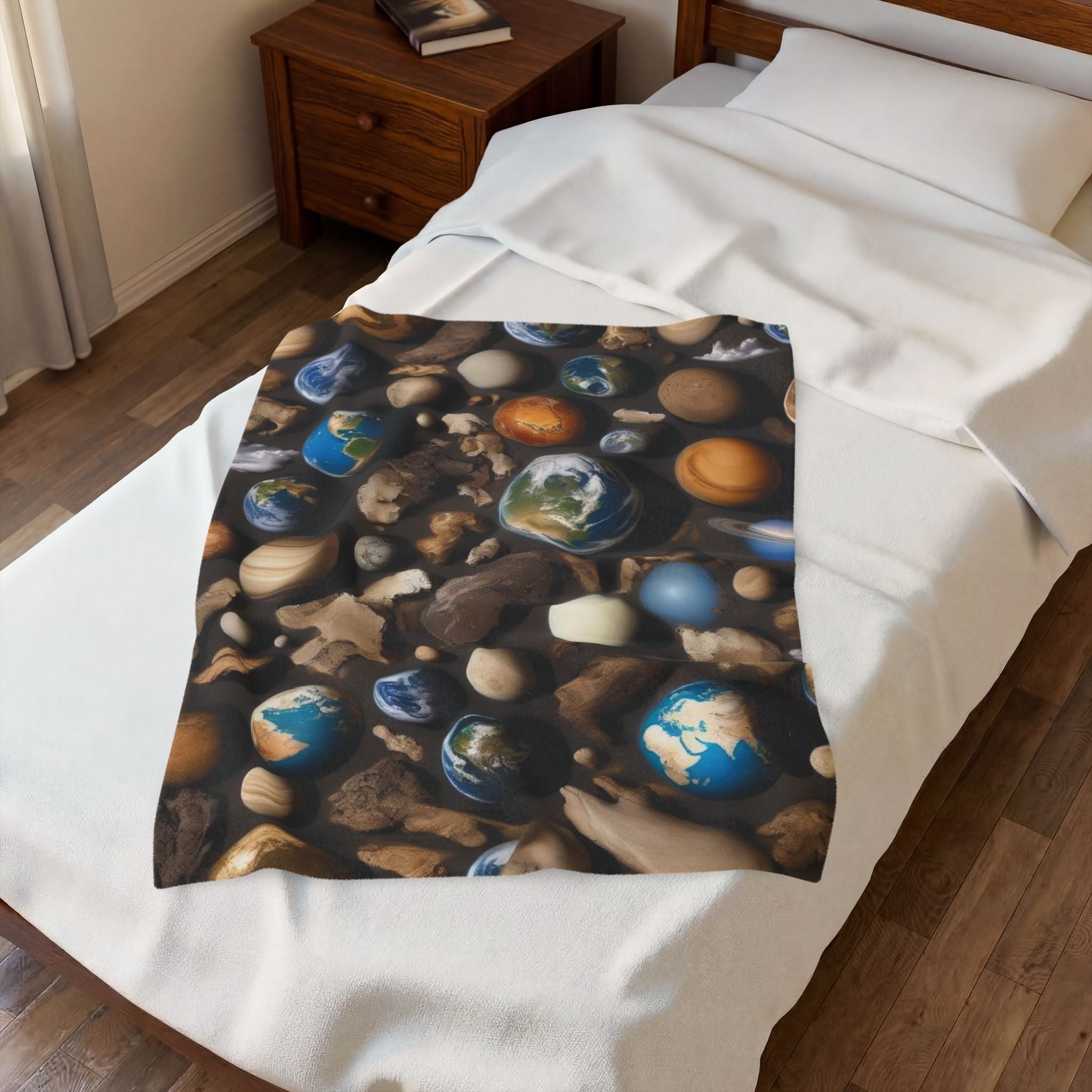 Premium Plush Blanket: "Cosmic Journey: Planets and Stars"- Ideal Christmas Gift