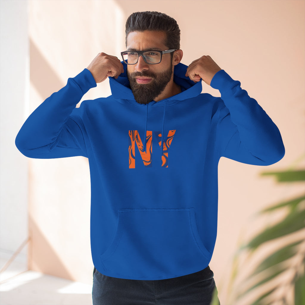 NY Three-Panel Fleece Hoodie, Cozy Hooded Sweatshirt, Casual Wear for All, Gift for Friends, Stylish Streetwear