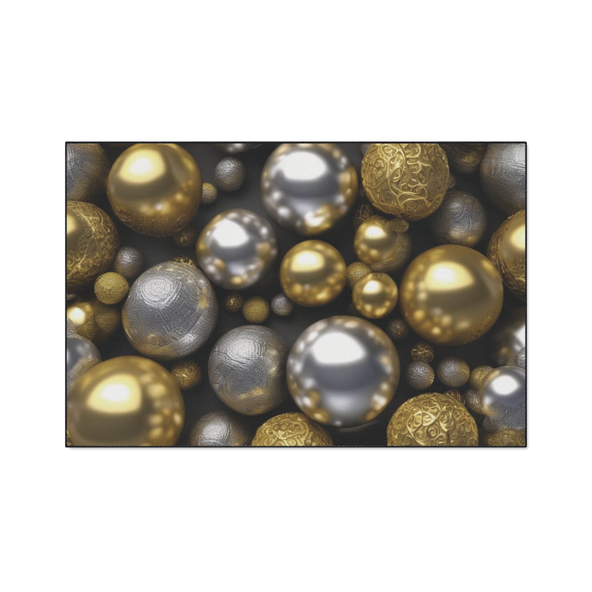 Floor Mat - Cute Gold and Silver Colored Balls Design - Ideal Gift 