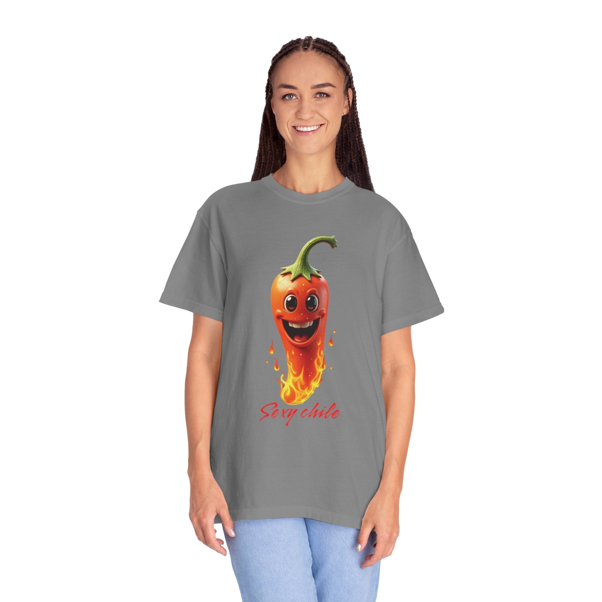 Funny unisex tie-dyed t-shirt with the phrase "Sexy Chile"