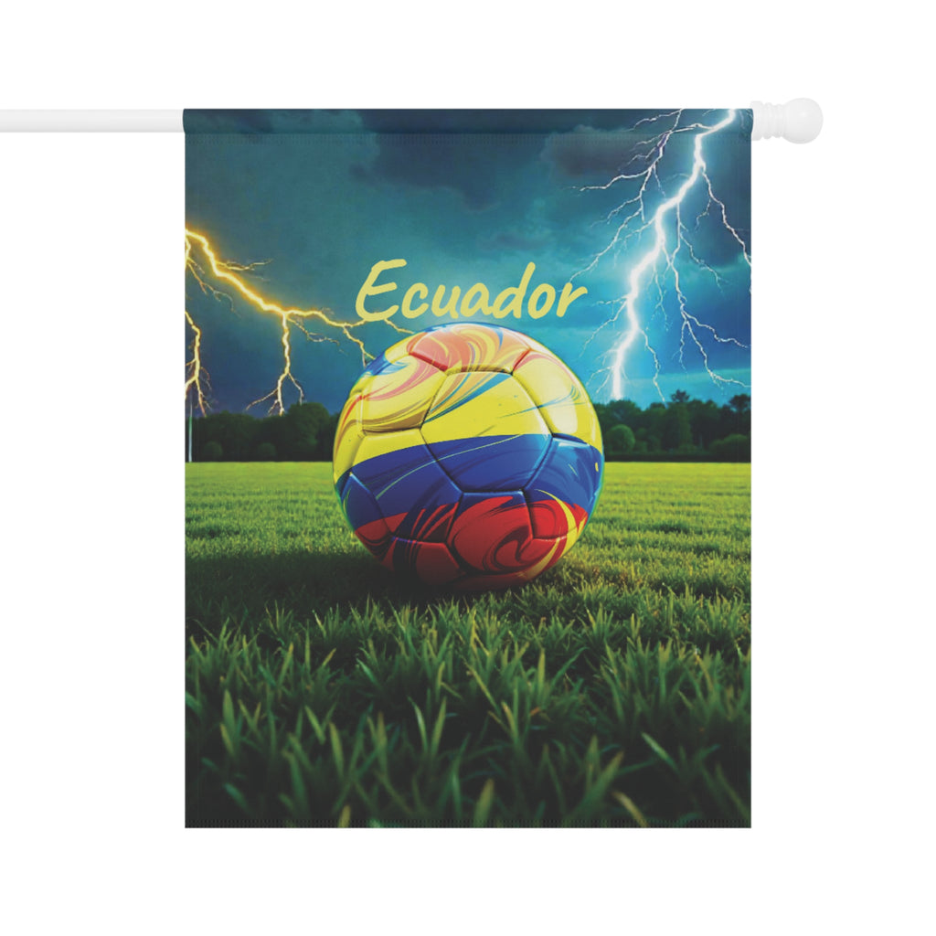 Ecuador Soccer Garden Flag — Lightning Storm Football Yard Banner