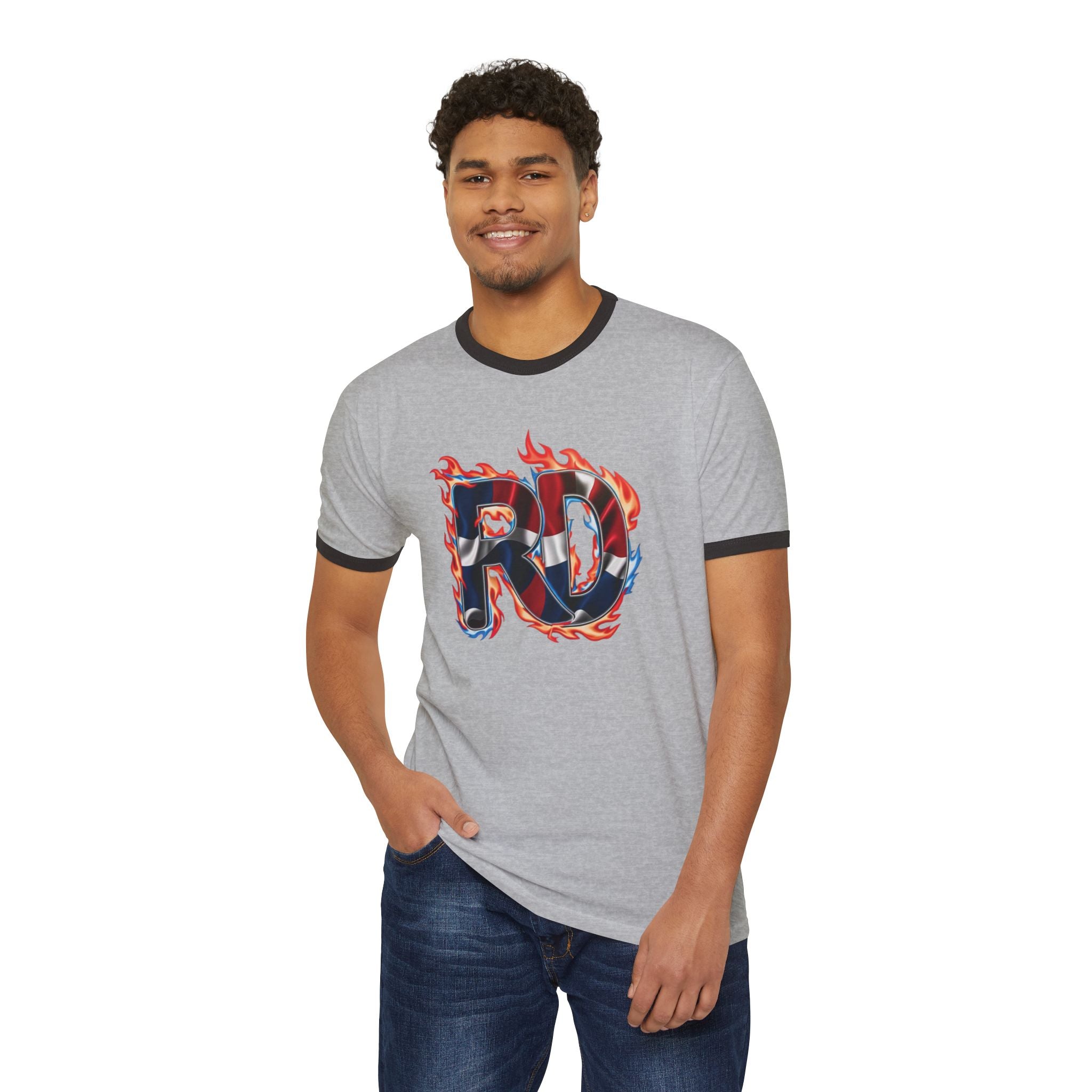 Camiseta unisex de algodón con diseño de llama de República Dominicana - Ropa informal de moda
