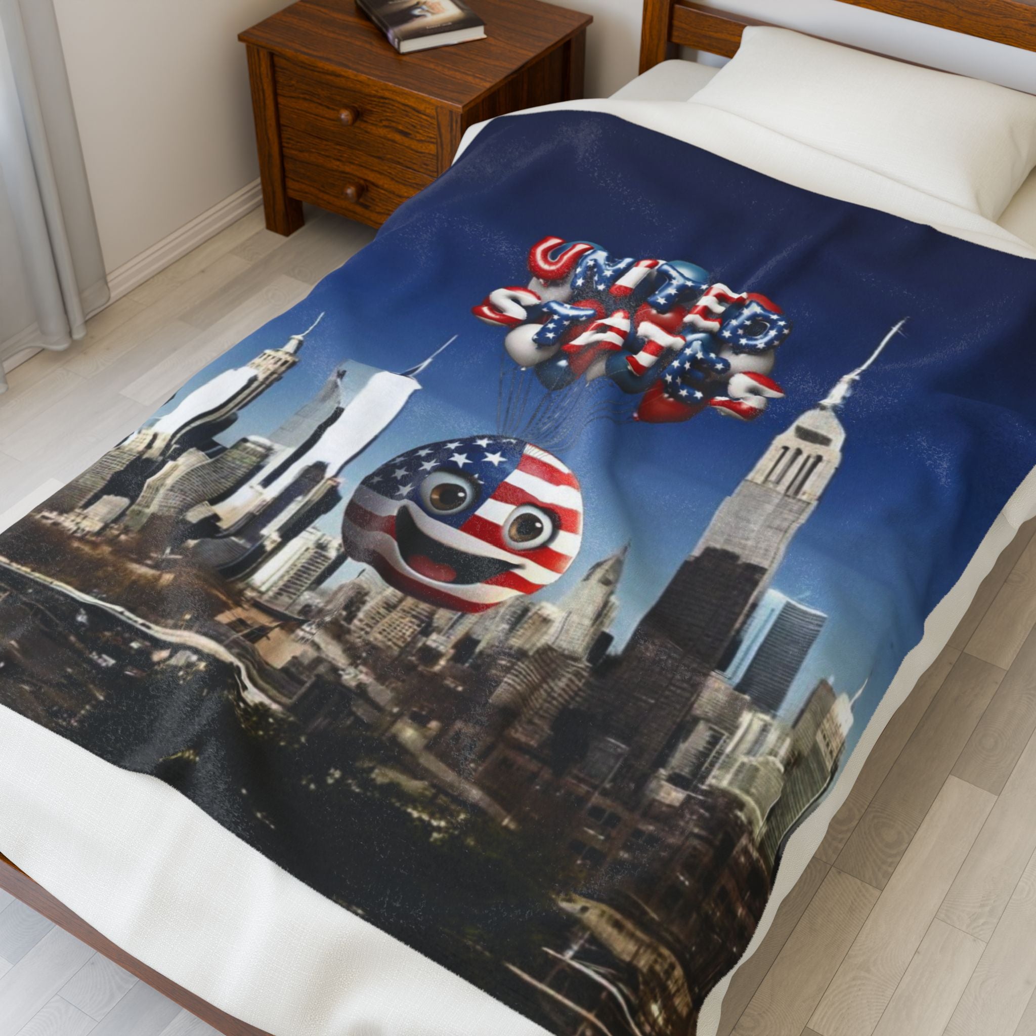 Patriotic Velveteen Plush Blanket - United States Theme