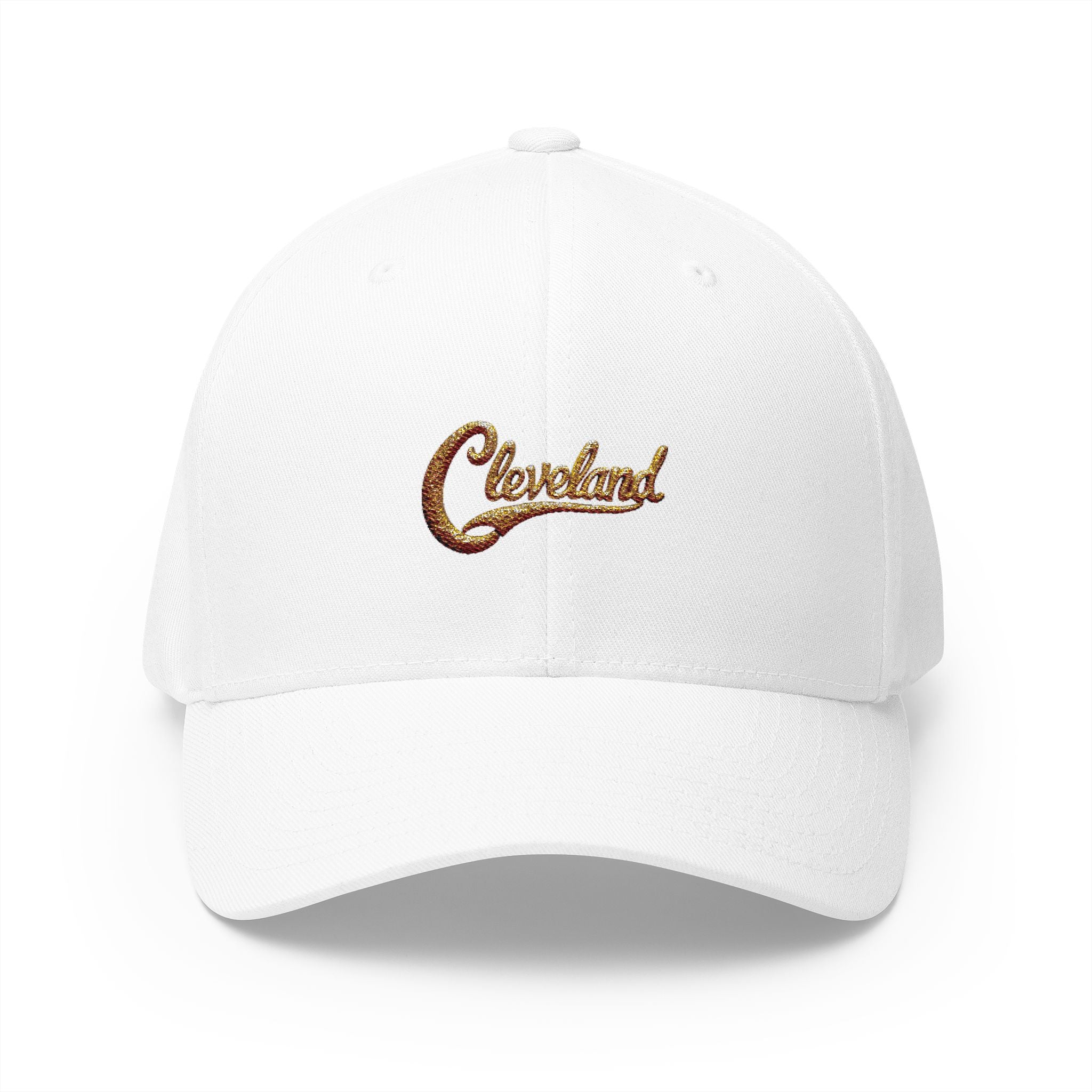 Embroidered 'Cleveland' Script Cap — Classic White Structured Hat