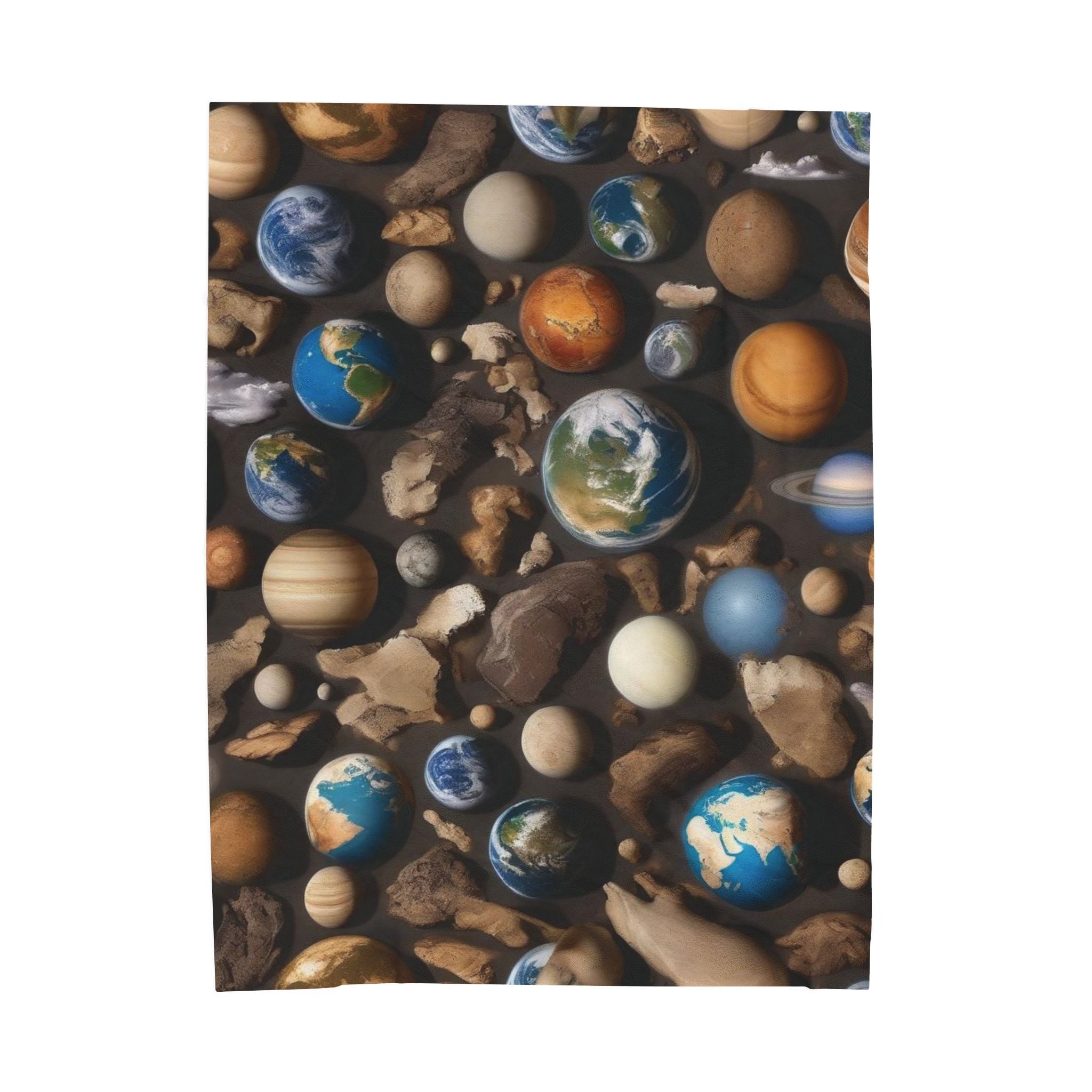 Premium Plush Blanket: "Cosmic Journey: Planets and Stars"- Ideal Christmas Gift