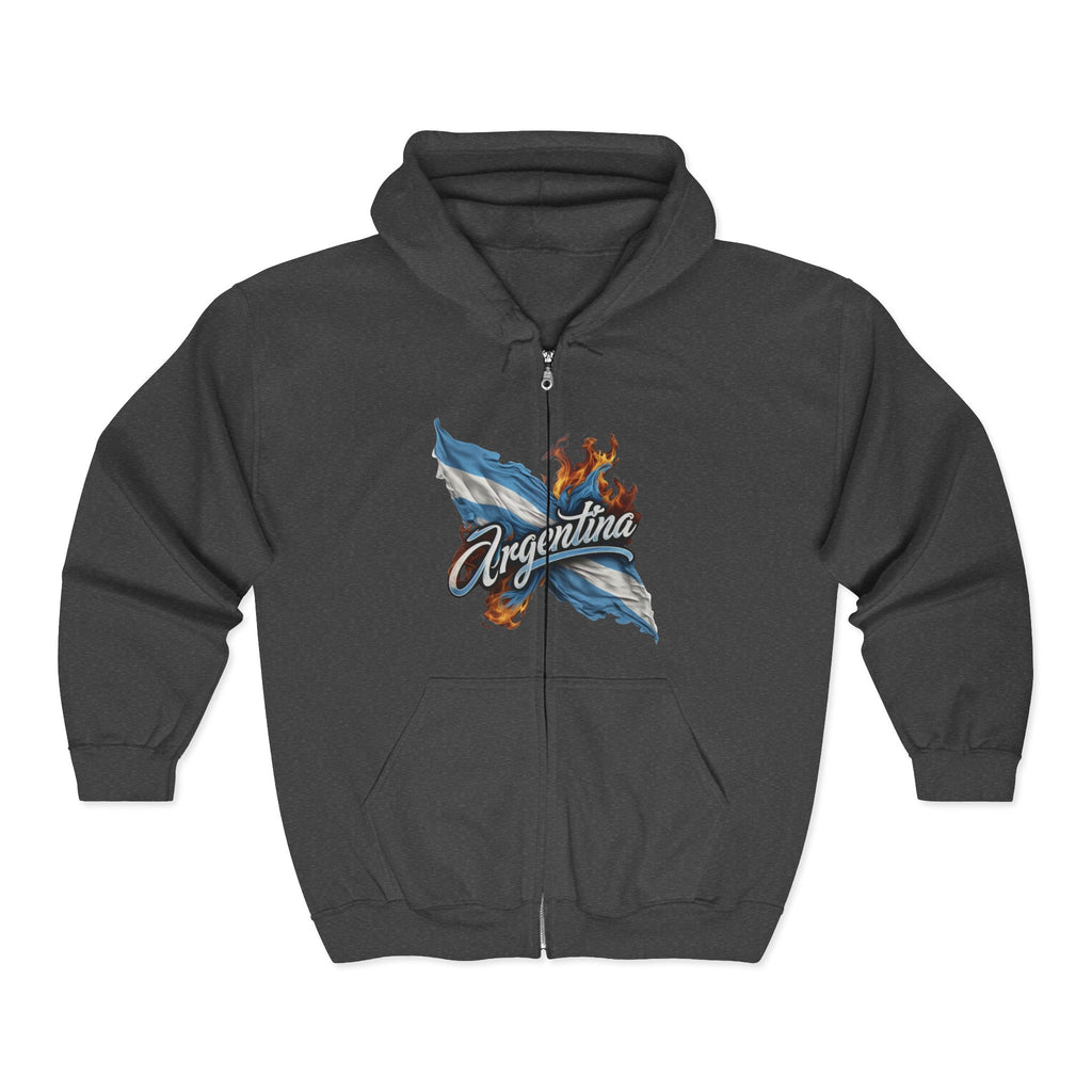 Unisex full-zip hoodie with the Argentine flag