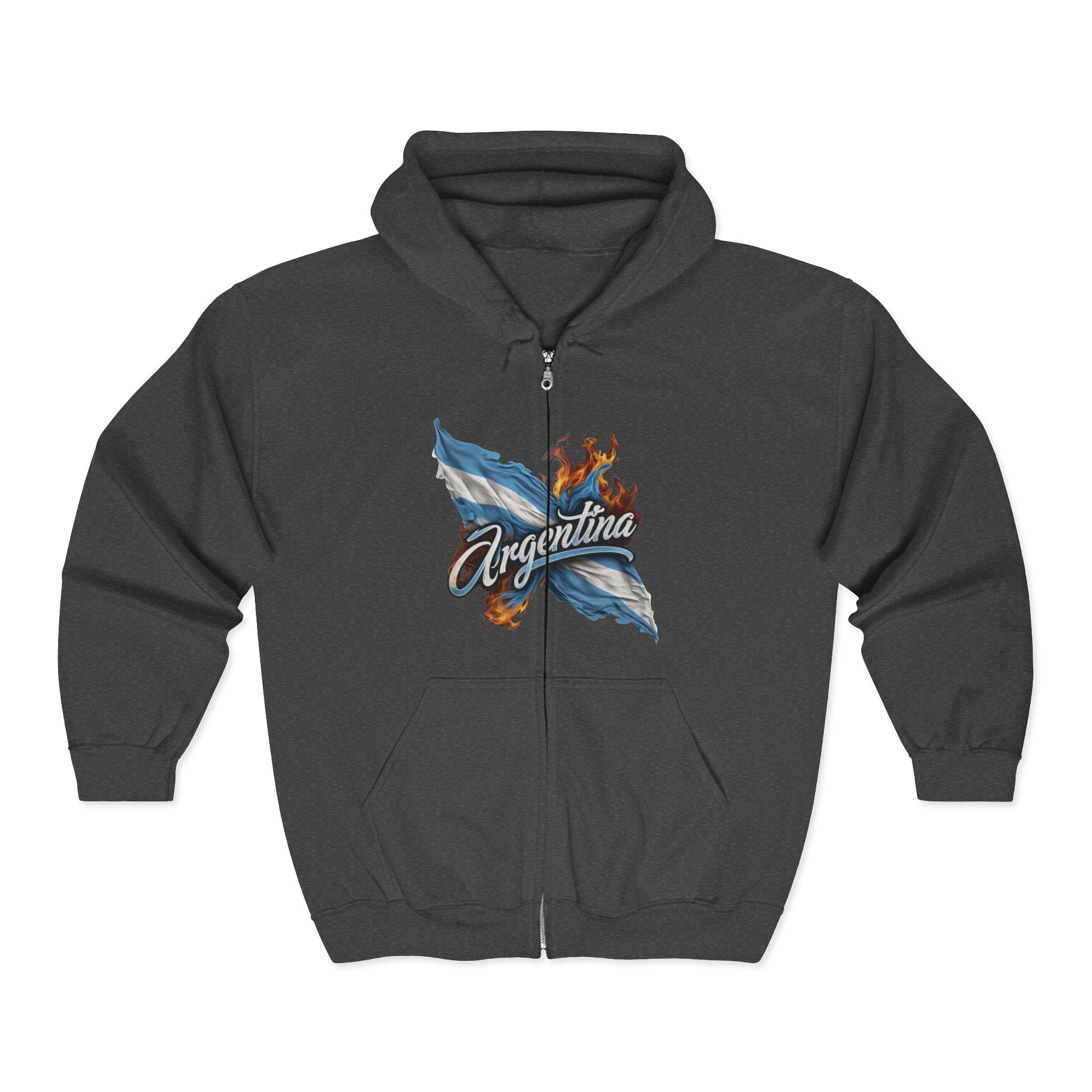 Unisex full-zip hoodie with the Argentine flag