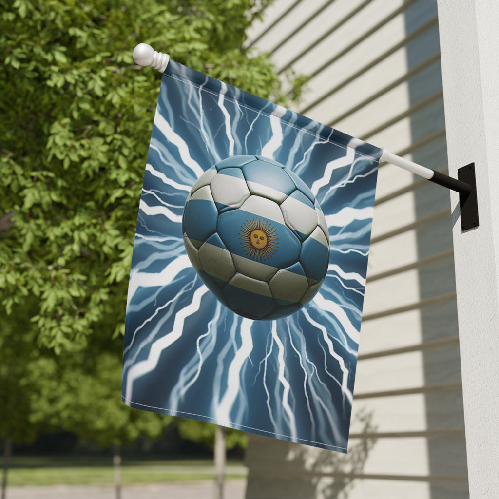 Soccer Lightning Garden Flag – Argentina Blue Ball Football House Banner