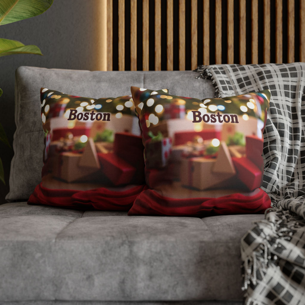 Boston Holiday Decorative Pillowcase