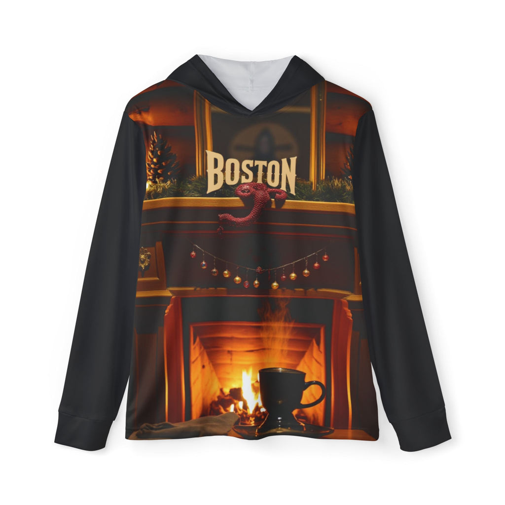 Boston Cozy Fireplace Hoodie — Warm Holiday Sports Warmup Top