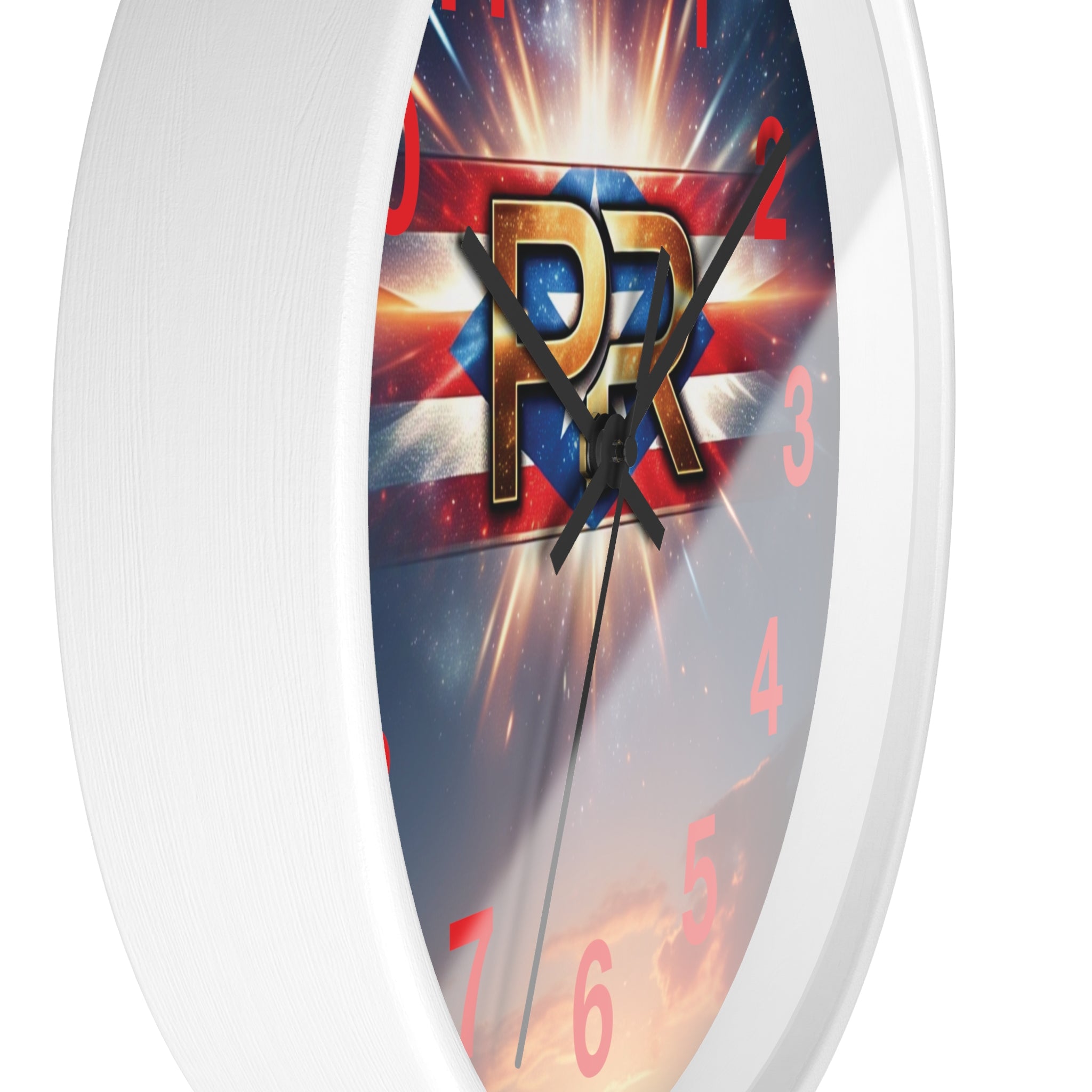 Reloj de pared puertorriqueño con el logotipo de PR: perfecto para decoración del hogar o regalos.