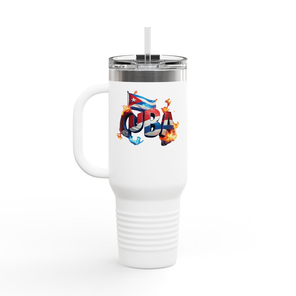 Taza de viaje térmica de 40 oz - Diseño estilo cubano con pajita