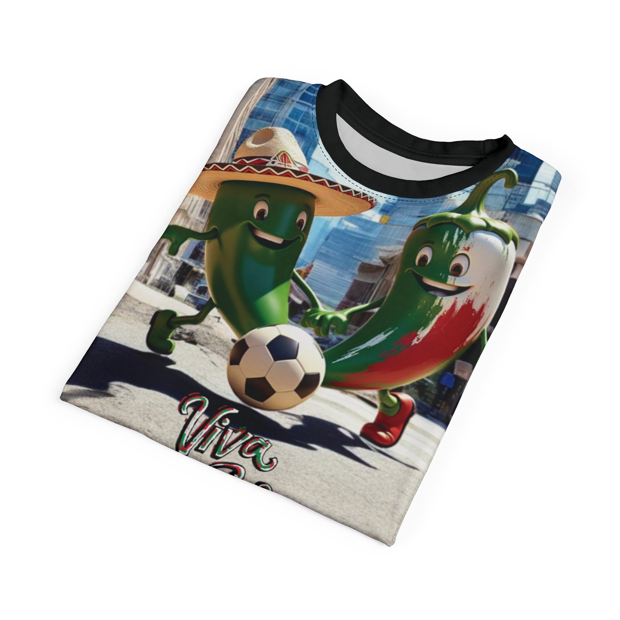 Camiseta unisex Viva México - Diseño divertido de chiles futboleros