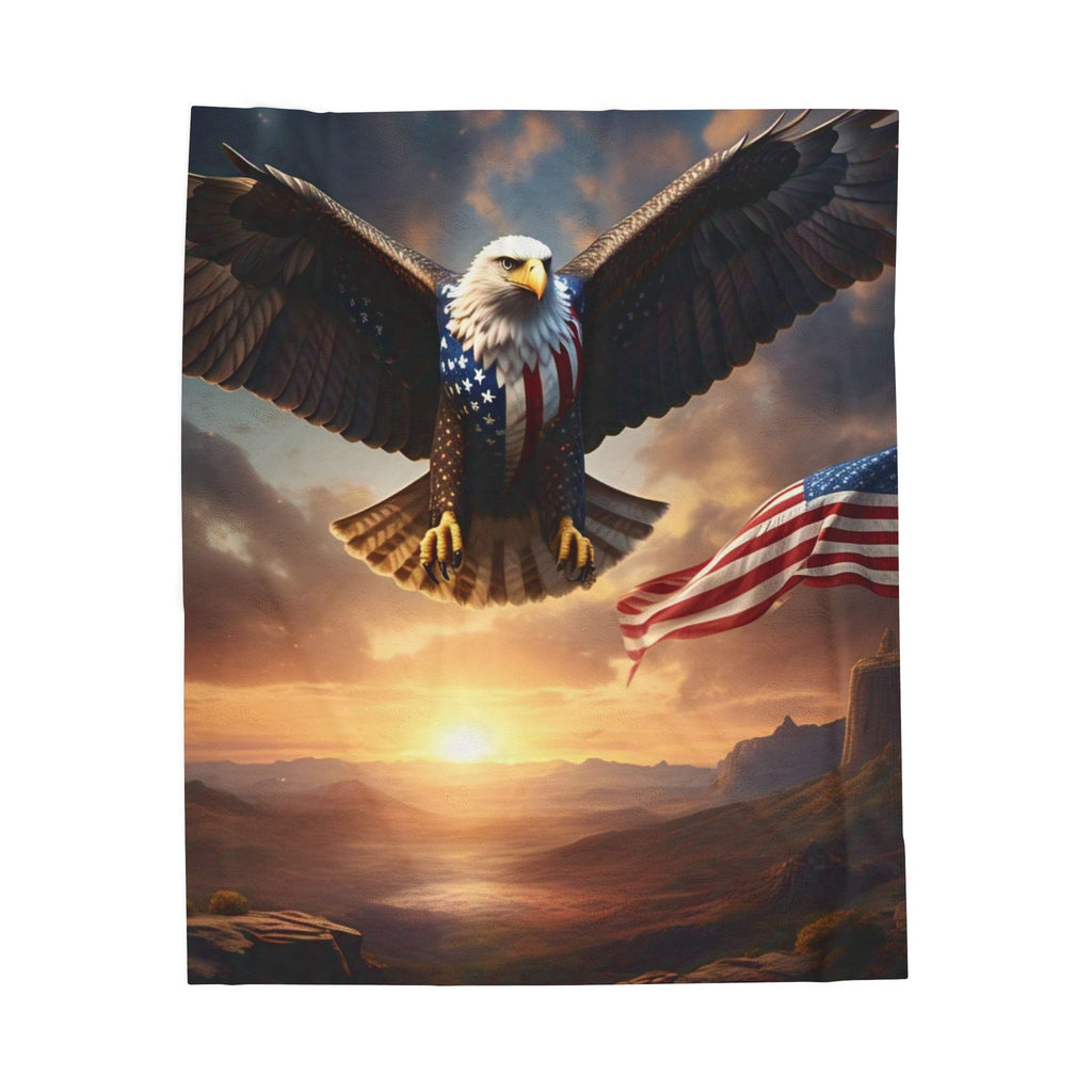Patriotic Eagle Velveteen Plush Blanket for Cozy Comfort