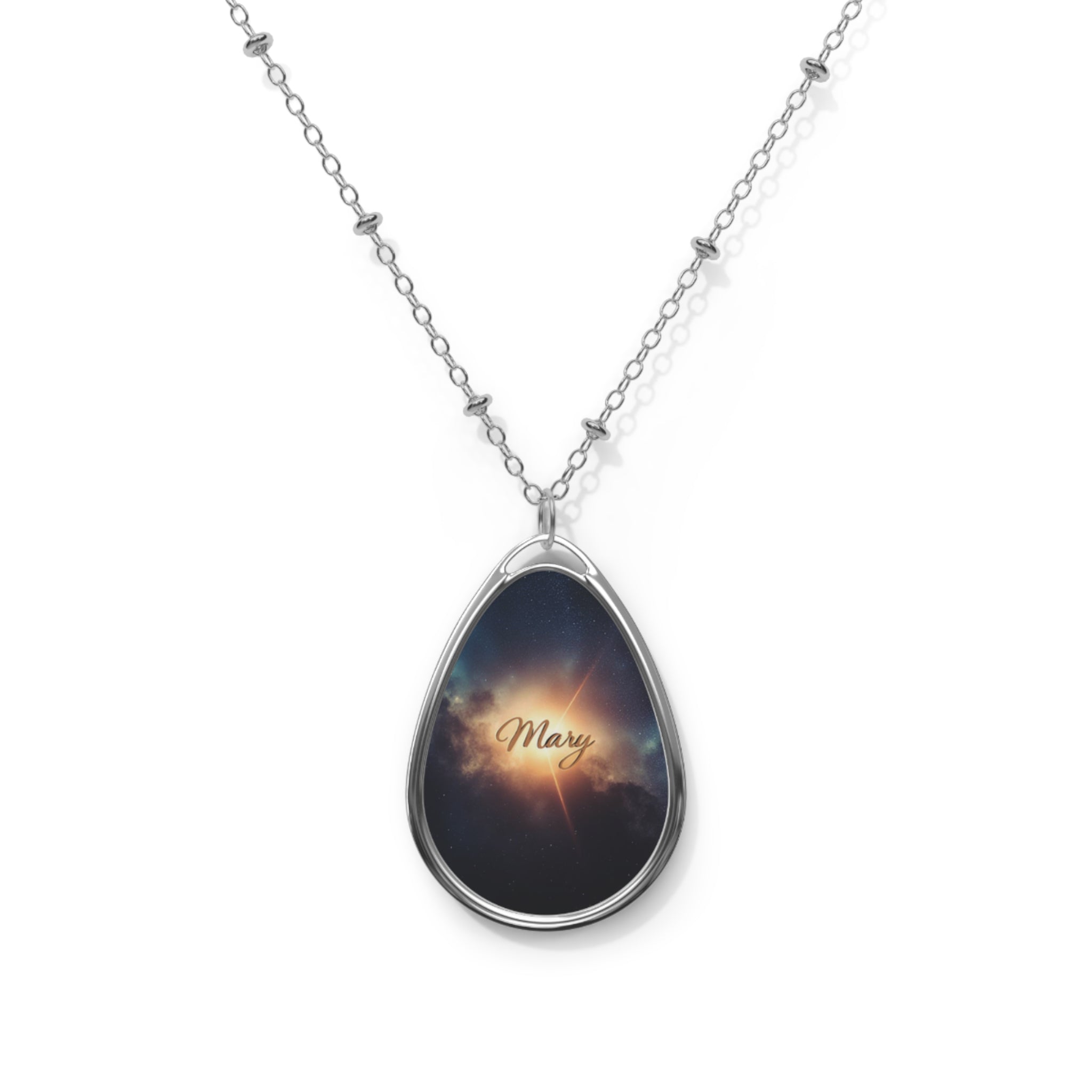 Personalized oval necklace, with the name 'Mary' Custom Engraved Jewelry, Meaningful Gift, Keepsake Pendant, Unique Name Necklace 
