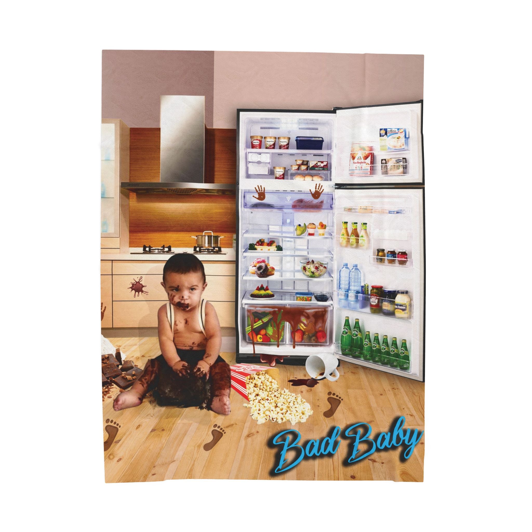 Velvet Plush Blanket - Funny Baby Mischief Design. Bad baby brand