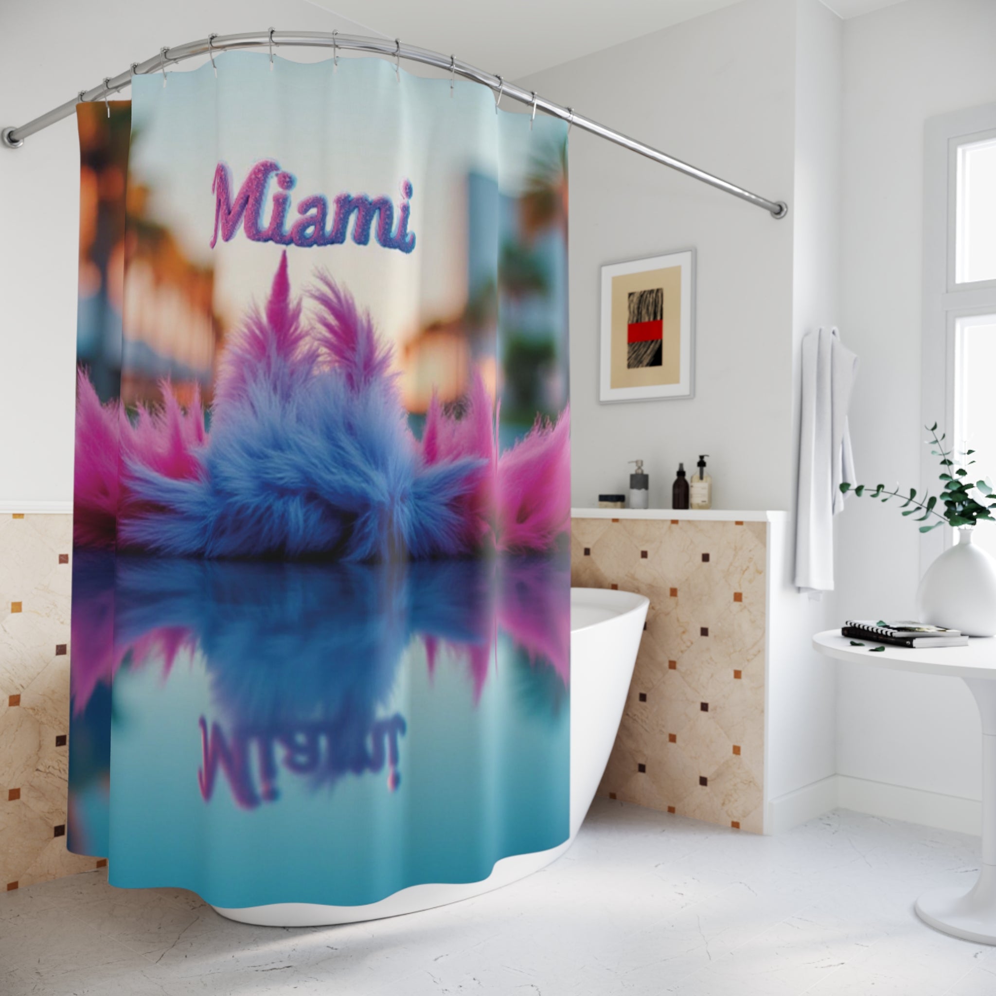 Vibrant Miami Shower Curtain - Tropical Décor for a Bright Bathroom