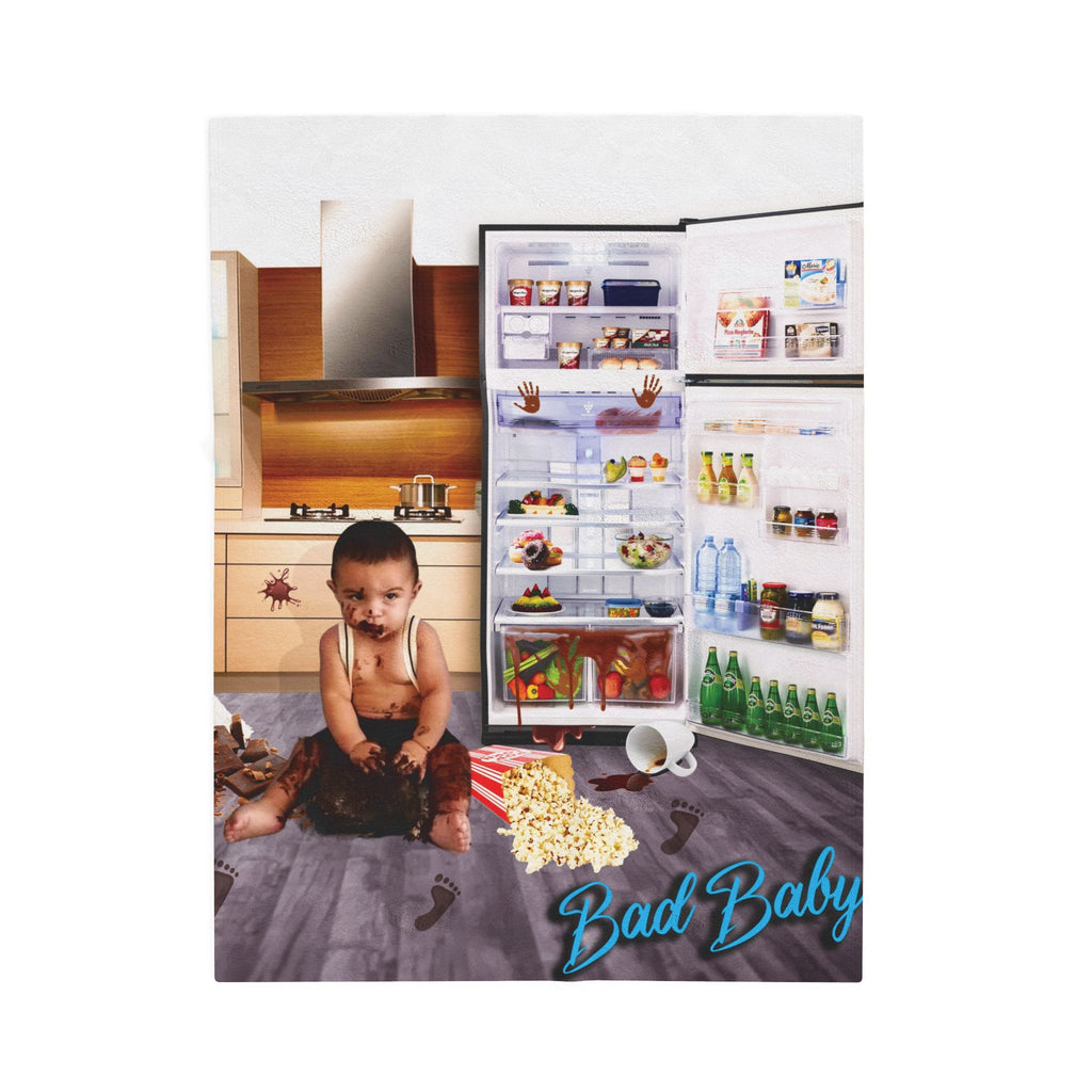 Velvet Plush Blanket - Funny Baby Mischief Design, Bad baby brand 