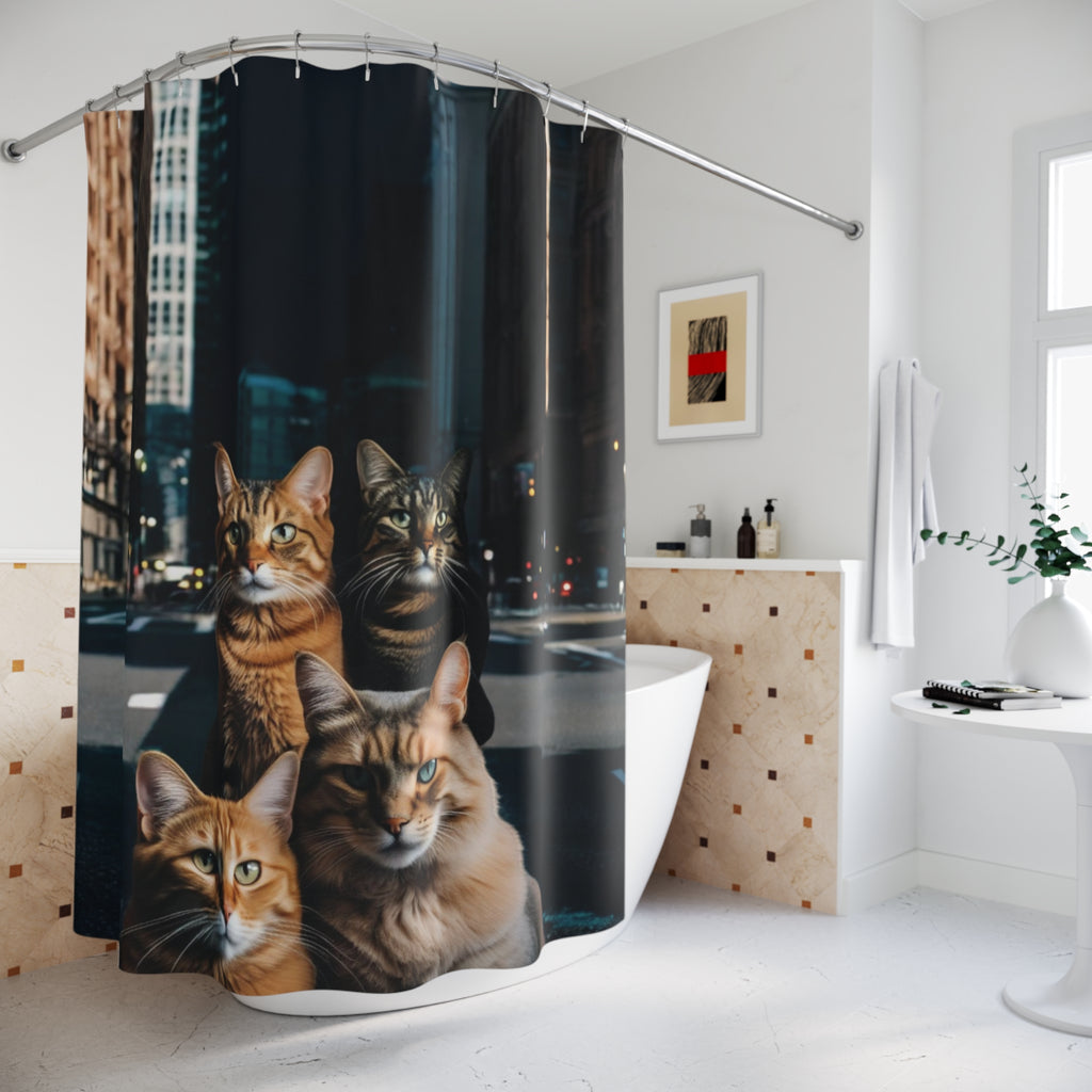 Cat Shower Curtain - Cityscape Design 