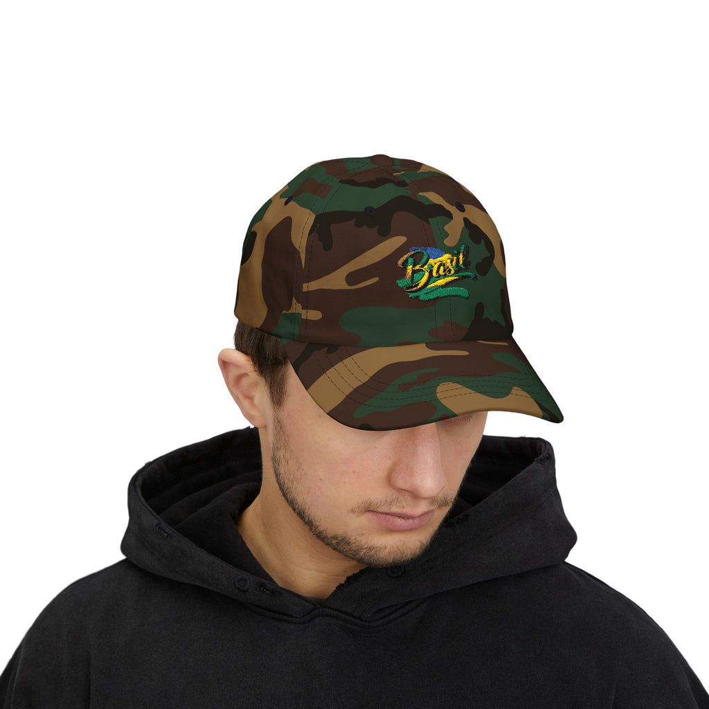 Boné clássico bordado - Boné branco Brasil para estilo casual