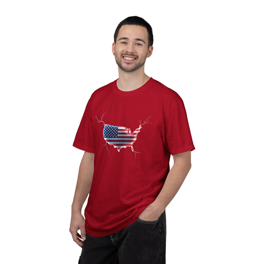 Unisex Garment-Dyed T-shirt - USA Flag Map Design | Casual Independence Day Apparel