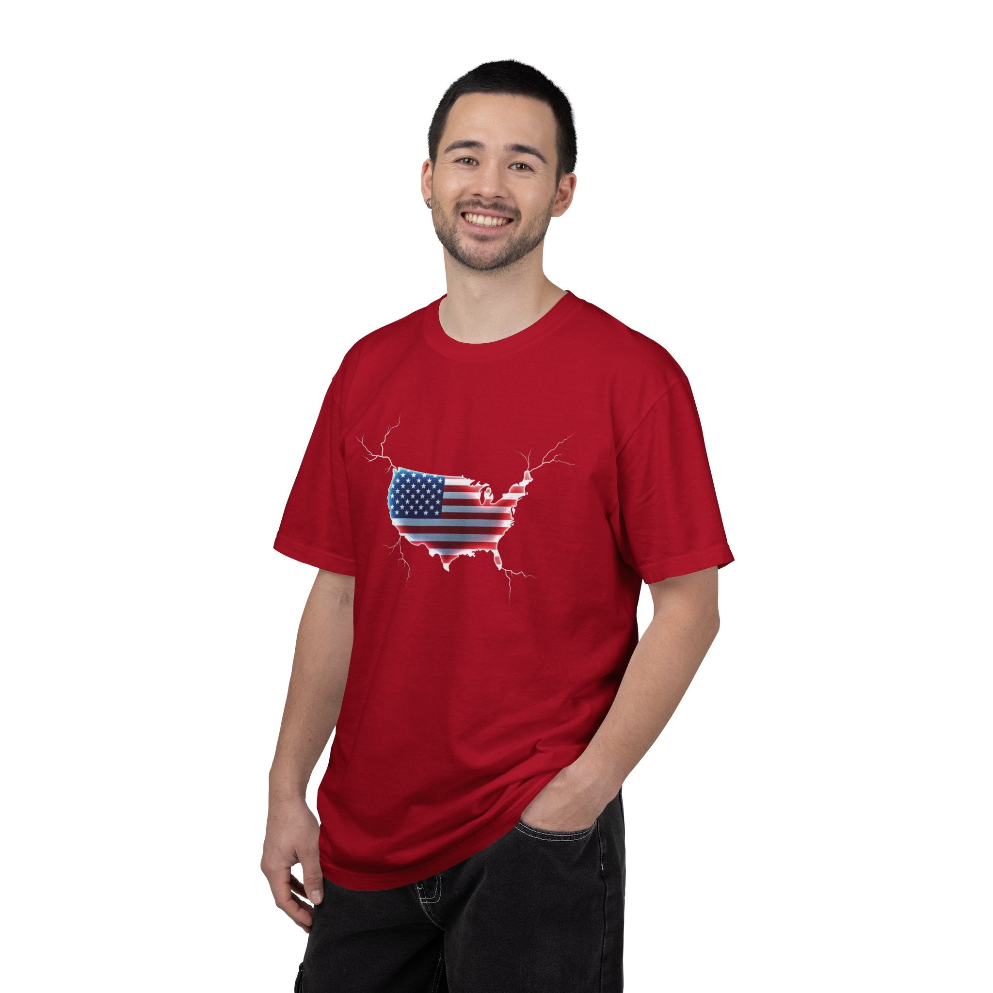 Unisex Garment-Dyed T-shirt - USA Flag Map Design | Casual Independence Day Apparel