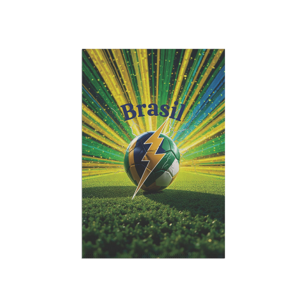 Brazil Soccer Garden Flag — Brasil Football Lightning Ball House Banner