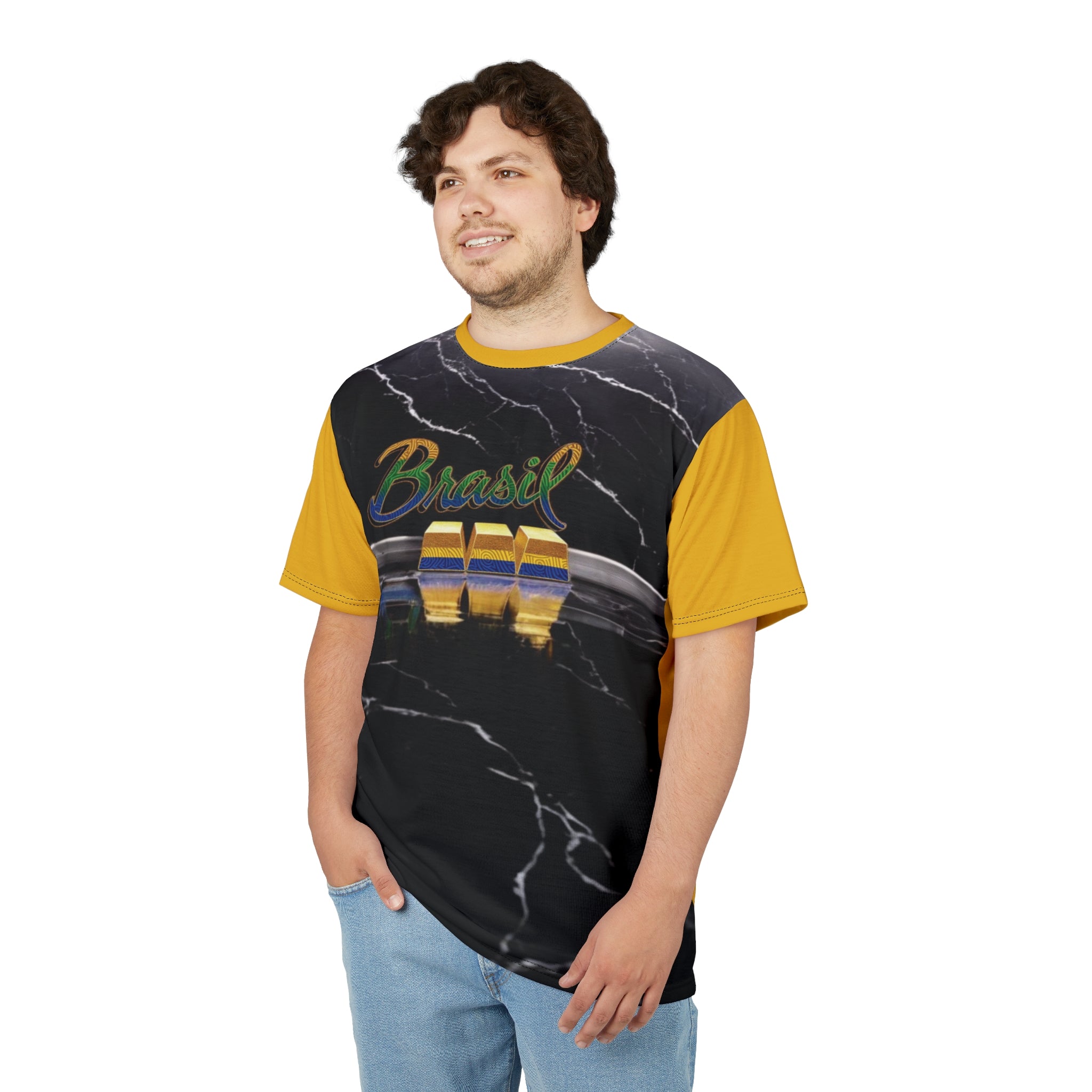 Colorful Brazil Unisex T-shirt with Cutting and Sewing – Moda Verão Tendência