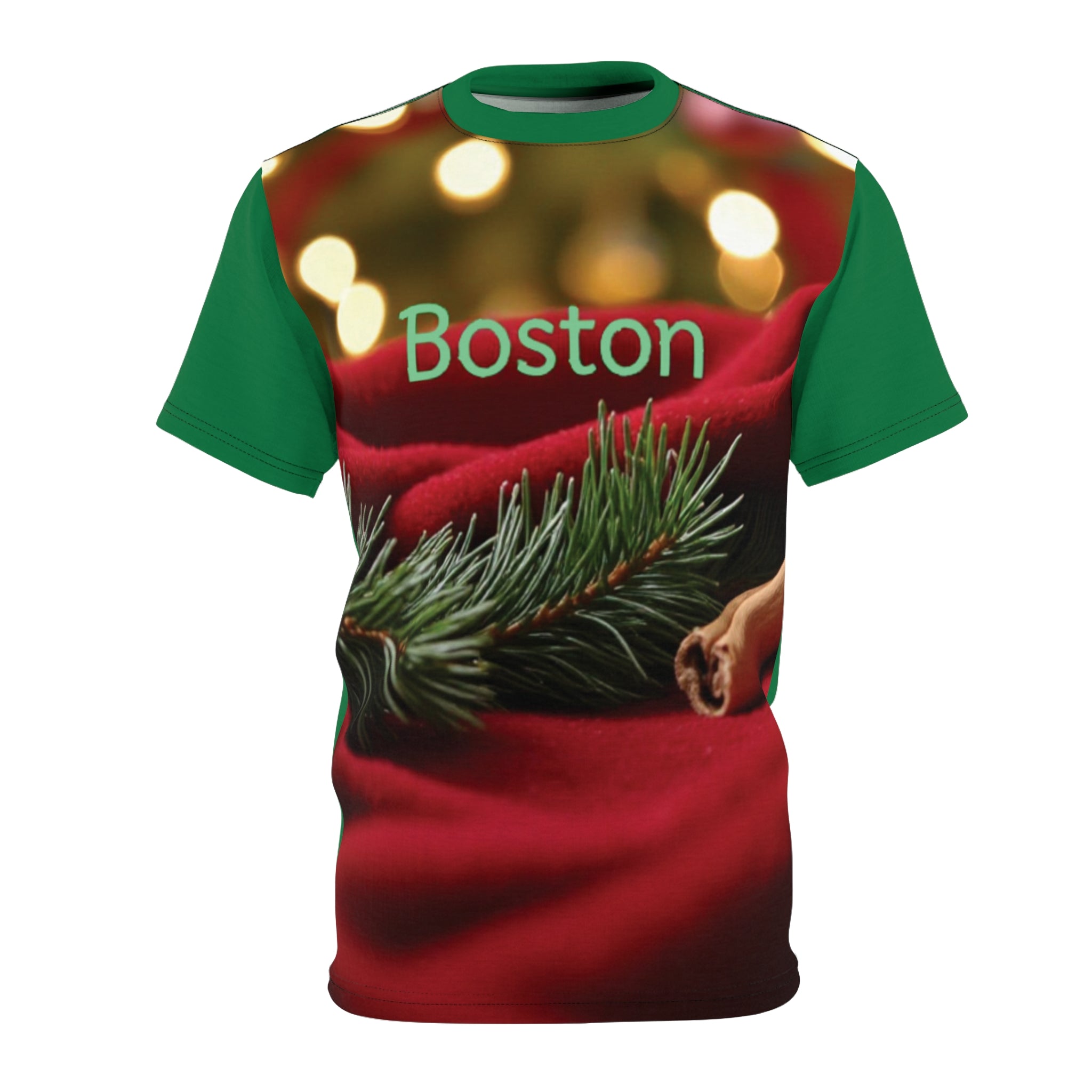 Festive Unisex Tee, Holiday Apparel, Custom Christmas Shirt, Unique Gift for Boston Fans, Cheerful Seasonal Wear