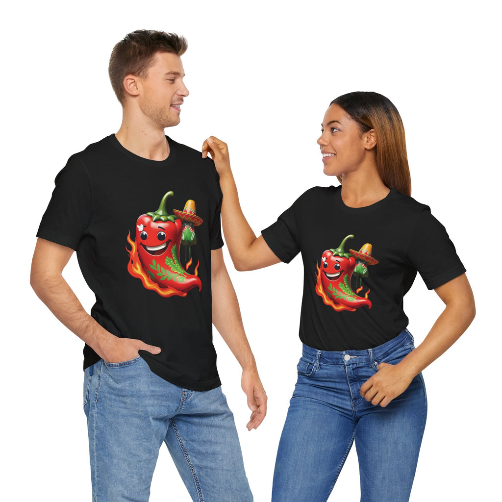 Camiseta gráfica con chile picante ardiente: ¡perfecta para celebraciones de fiestas!