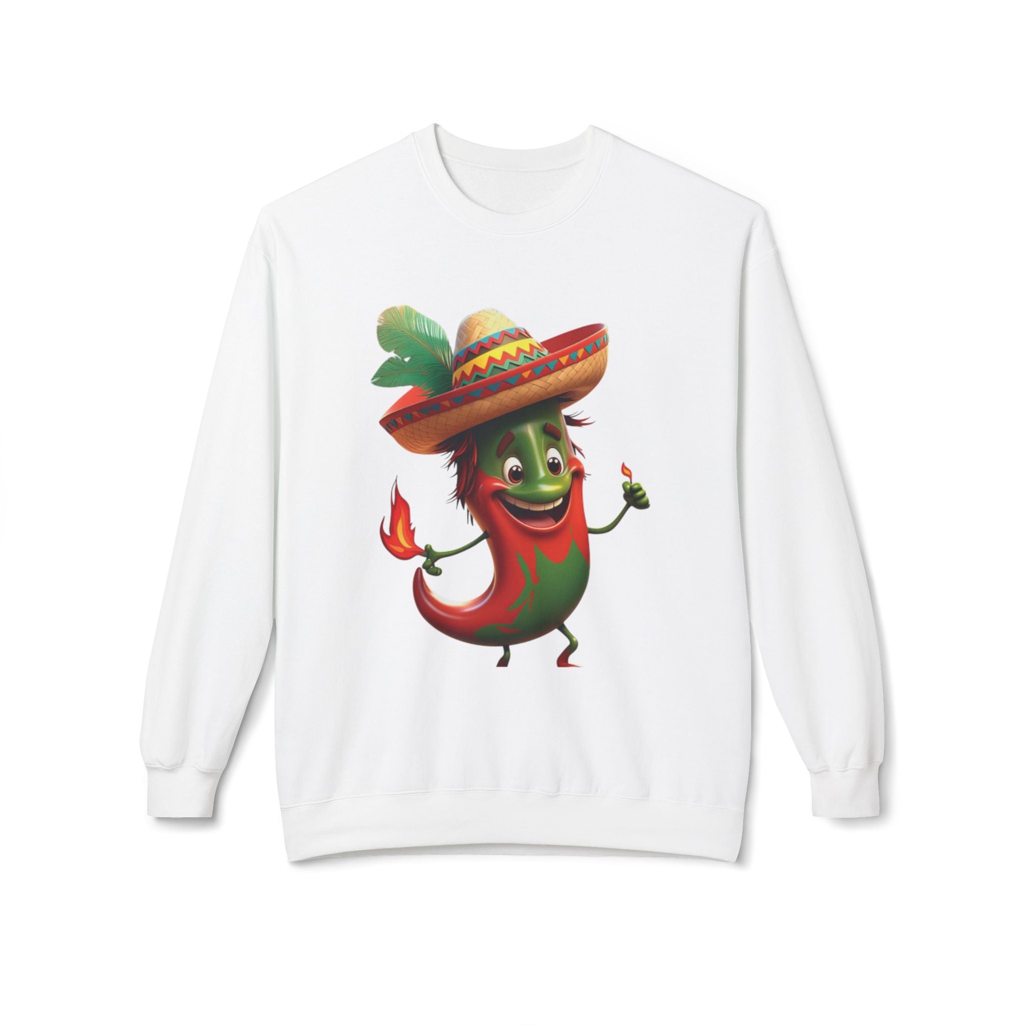 Viva Mexico Fleece Crewneck Sweatshirt - Fun Chili Pepper Design