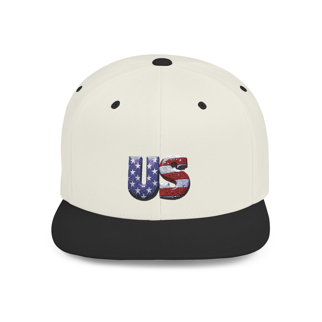 Patriotic Flat Bill Snapback Hat - 'US' Design