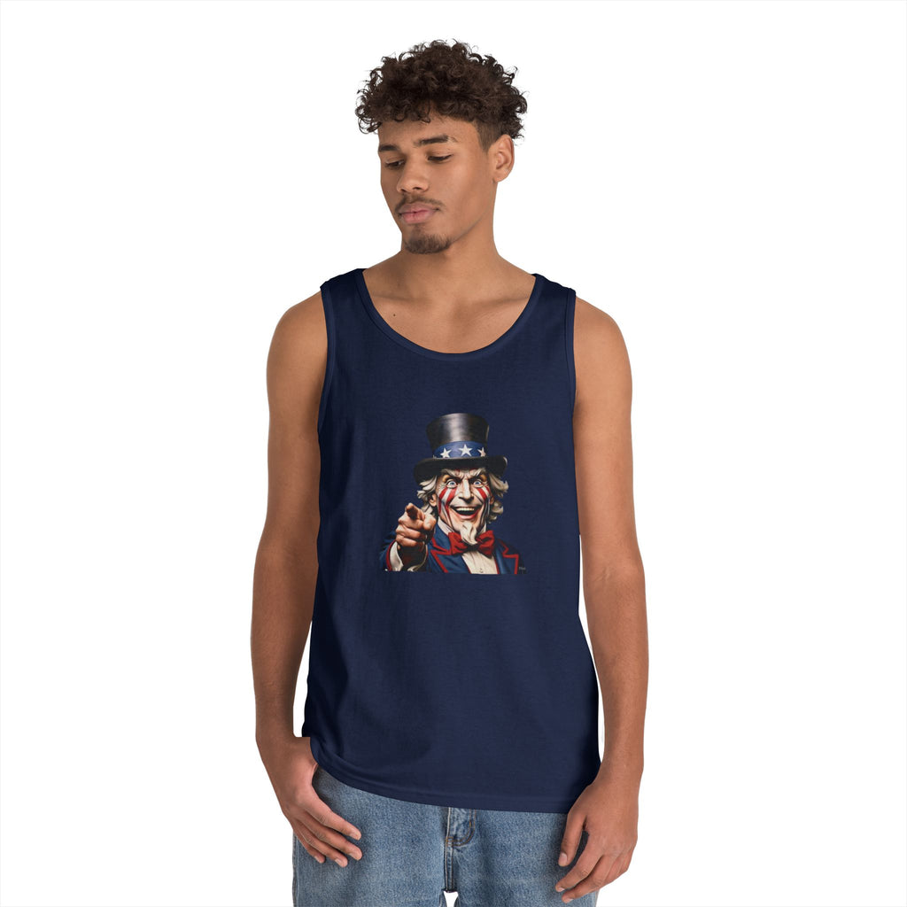 Vintage Uncle Sam Heavy Cotton Tank Top - Patriotic Independence Day Apparel