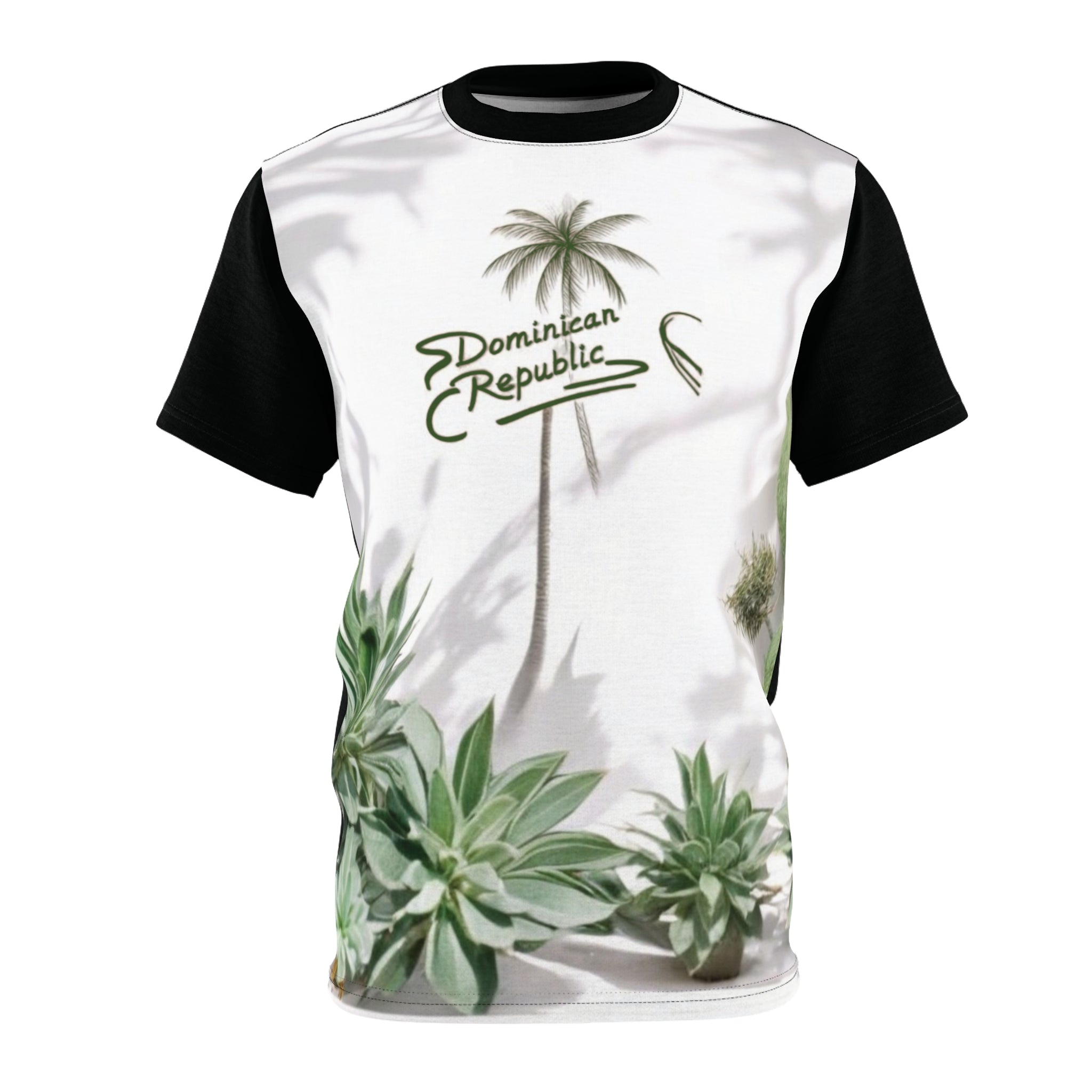 Camiseta unisex tropical con corte y costura - Diseño de República Dominicana