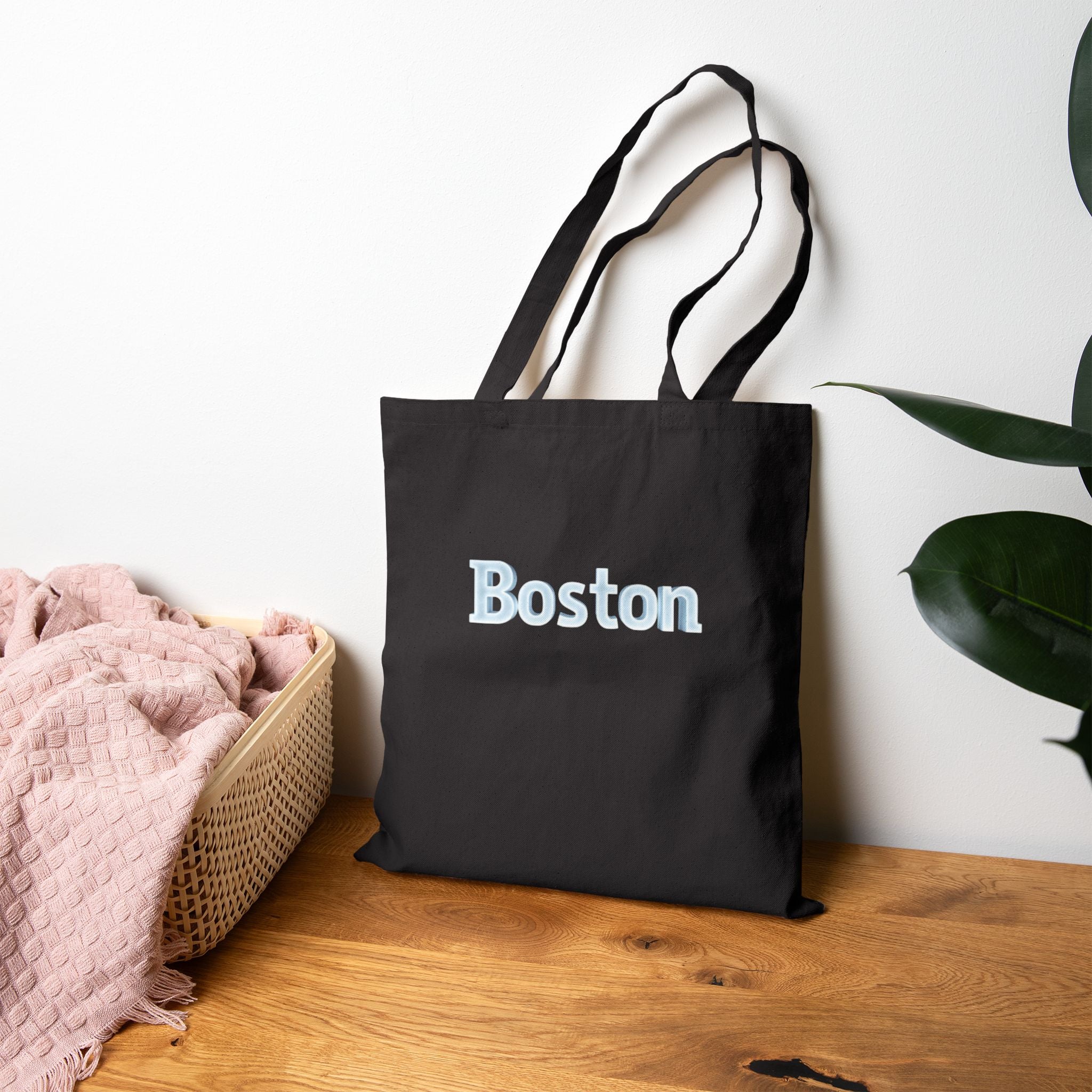 Boston Canvas Tote Bag — Embroidered City Logo Cotton Shopper