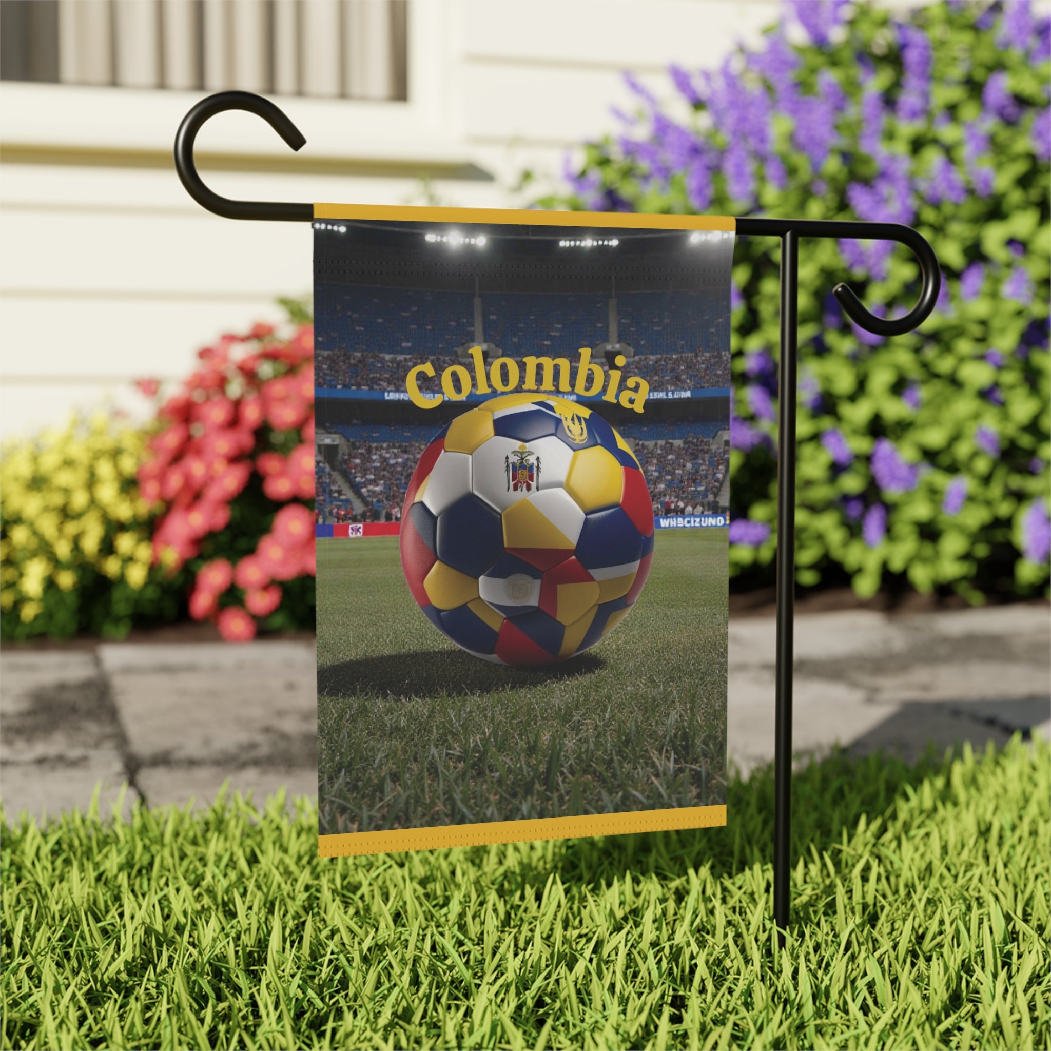 Colombia Soccer Garden Flag — Stadium Soccer Ball Banner
