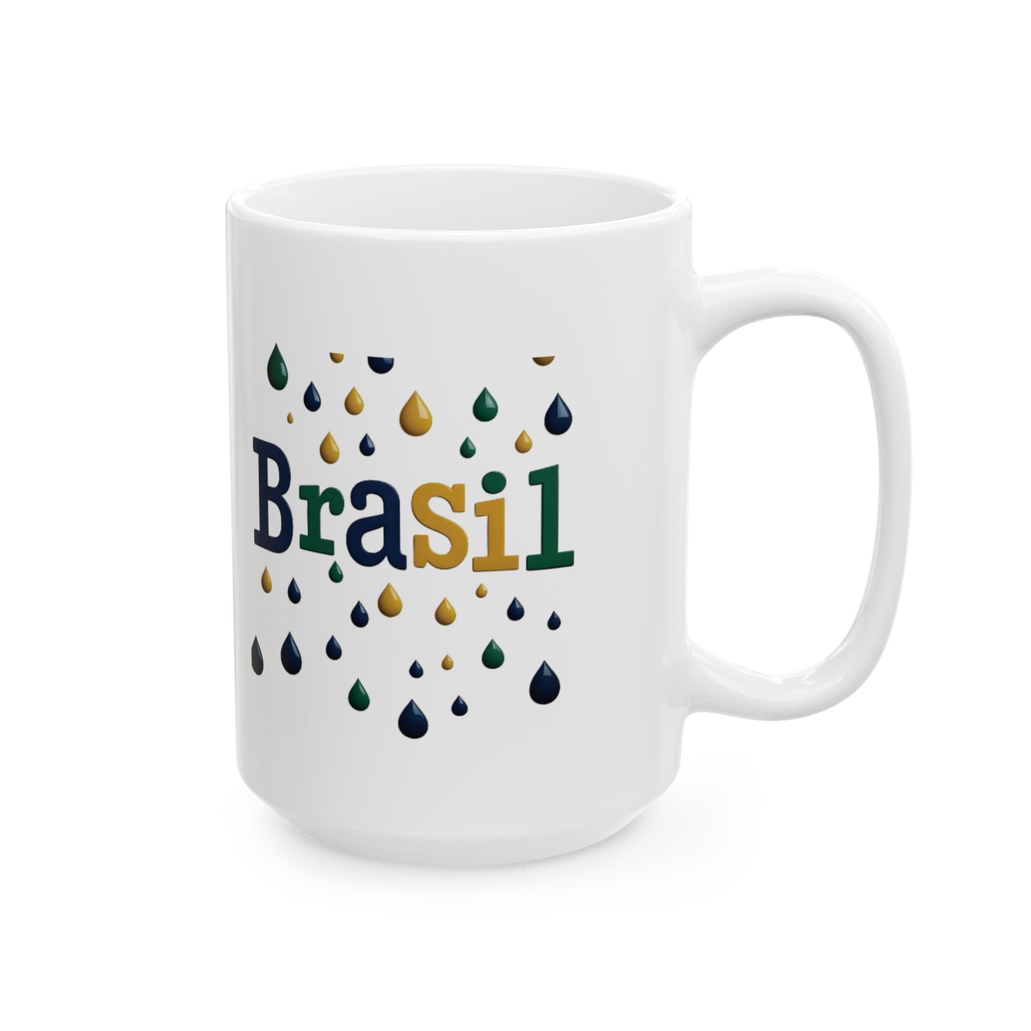 Caneca de cerâmica com gotas de chuva do Brasil - Presente perfeito para amantes de café