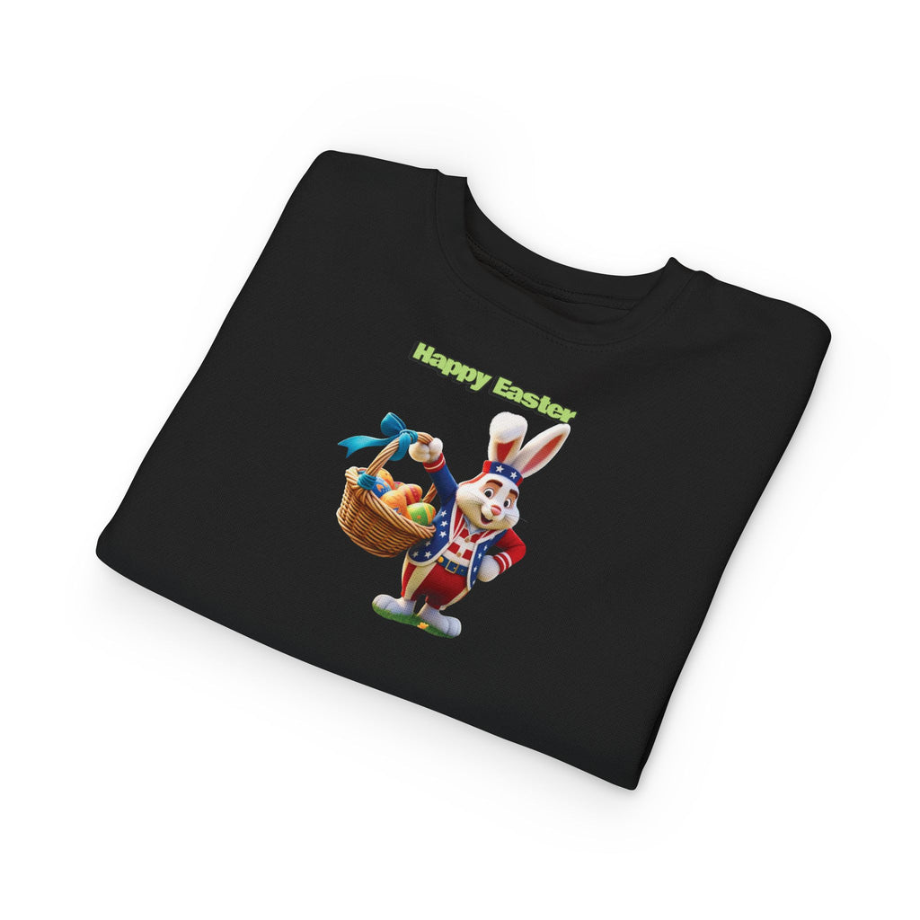Toddler Sweatshirt — "Happy Easter" Bunny with Basket Kids Pullover