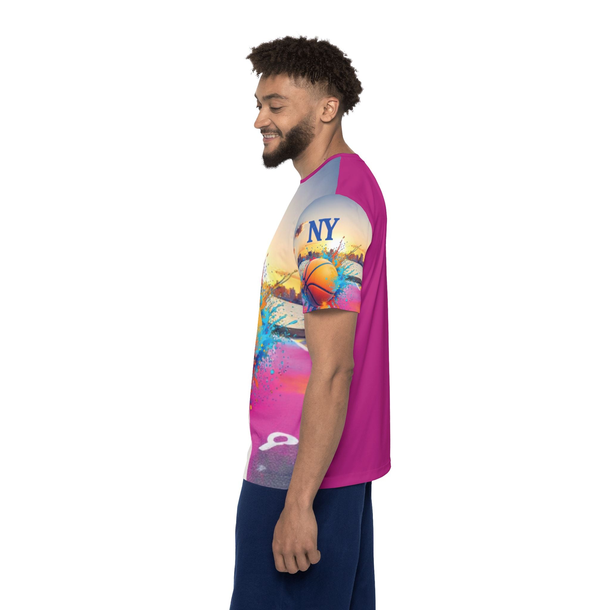 NY Basketball Jersey — Colorful Splash All-Over Print Sports Tee