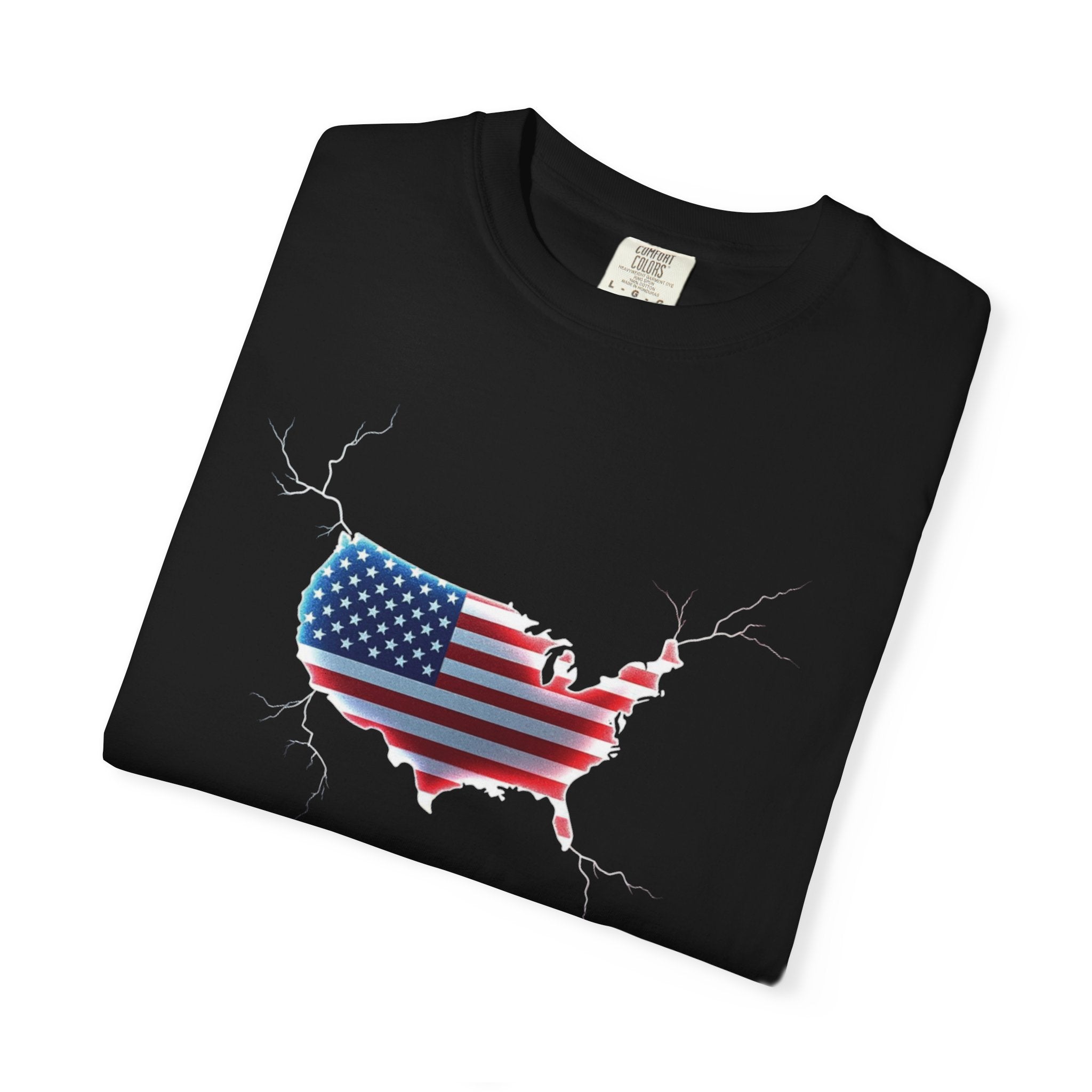 Unisex Garment-Dyed T-shirt - USA Flag Map Design | Casual Independence Day Apparel