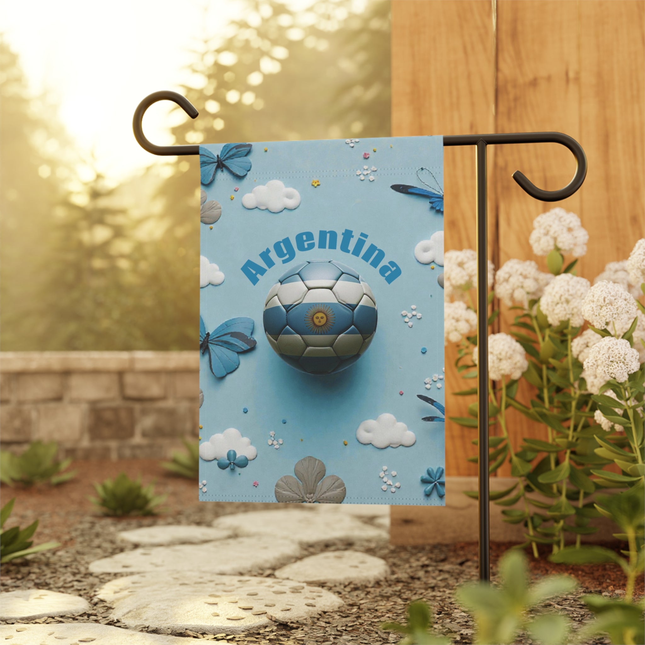 Argentina Soccer Garden Flag — Decorative Lawn Banner with Football Design