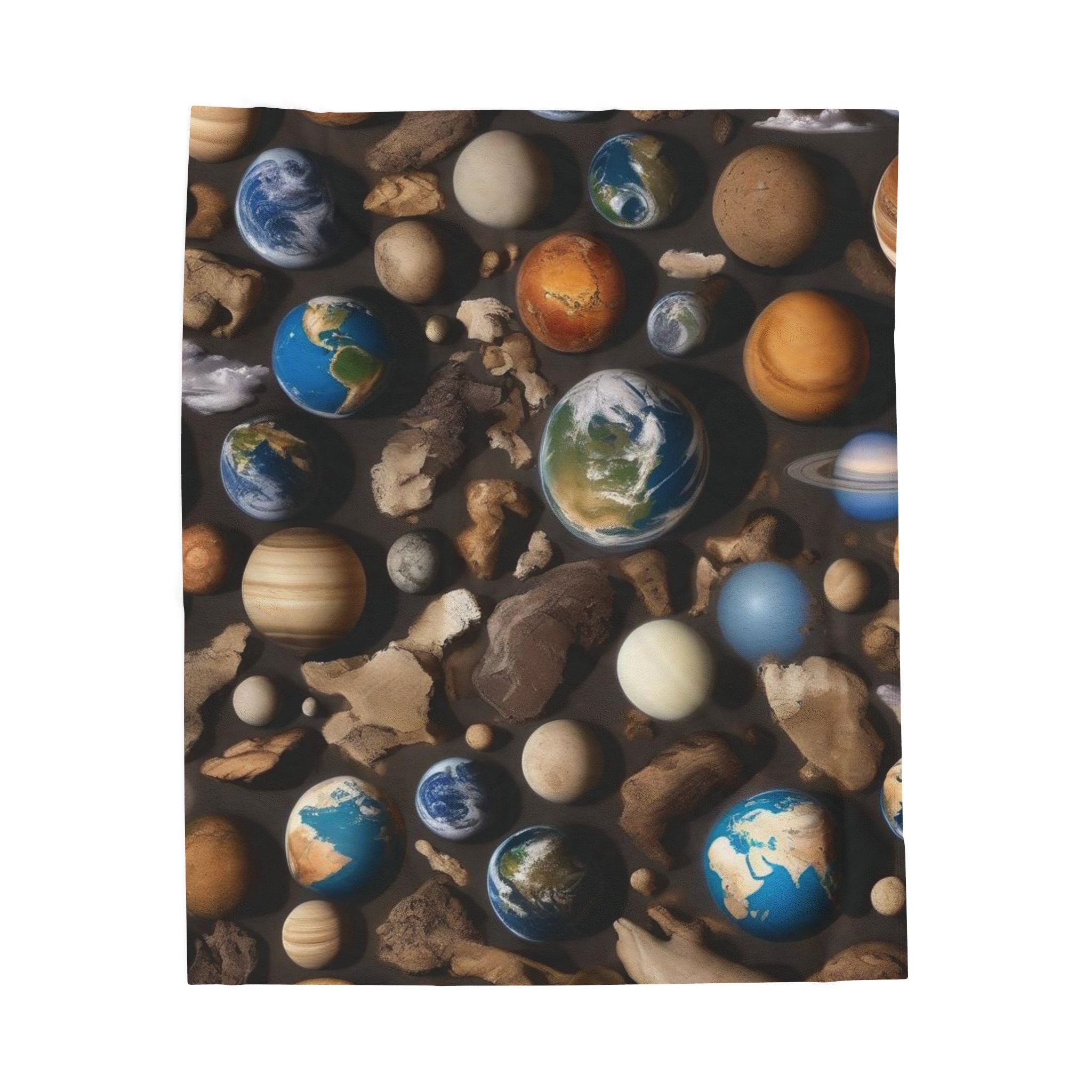 Premium Plush Blanket: "Cosmic Journey: Planets and Stars"- Ideal Christmas Gift
