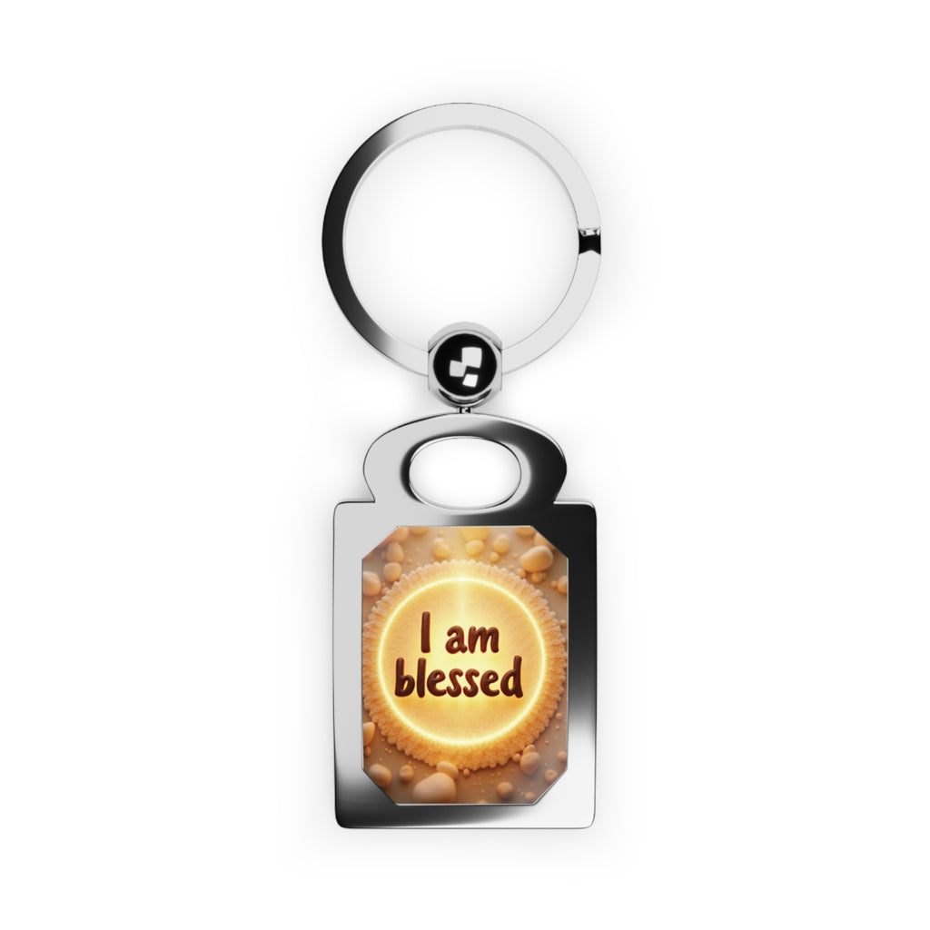 Blessed Rectangle Photo Keyring, Personalized Keychain Gift, Faithful Keepsake, Inspirational Accessory, Meaningful Memory Holder
