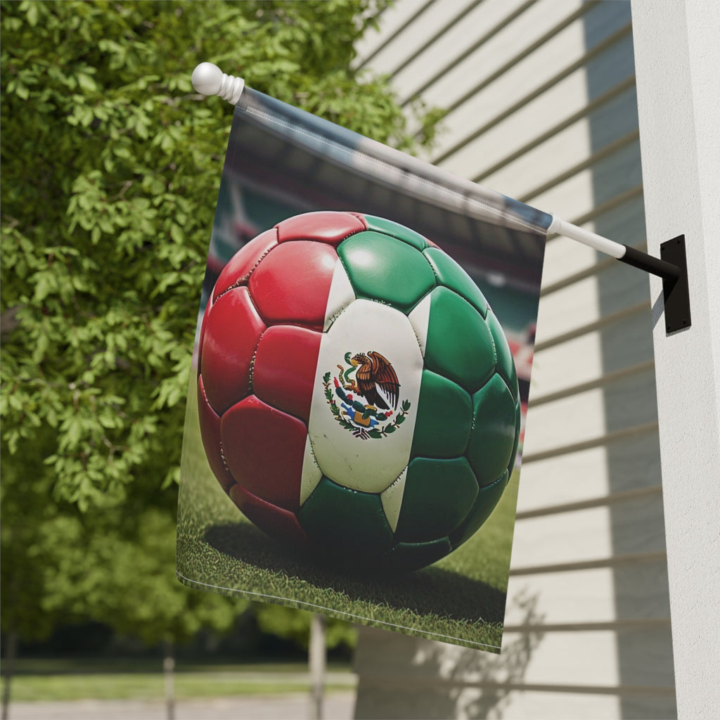 Mexico Soccer Ball Garden Flag - Mexican Football Stadium House Banner