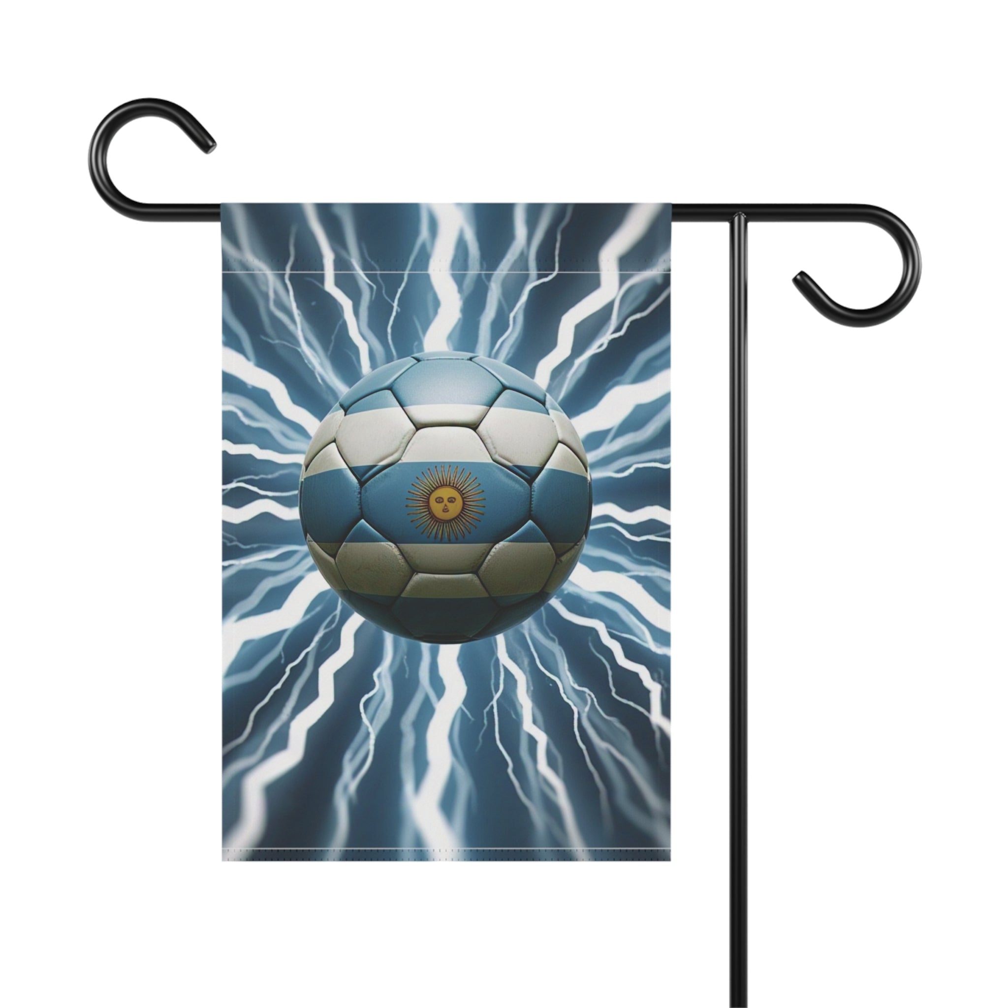 Soccer Lightning Garden Flag – Argentina Blue Ball Football House Banner