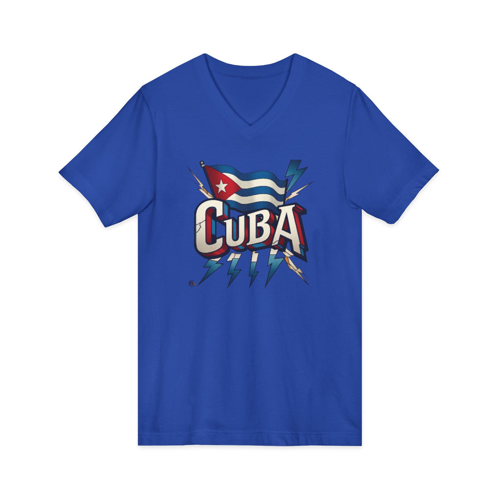 Camiseta cubana vintage con cuello en V