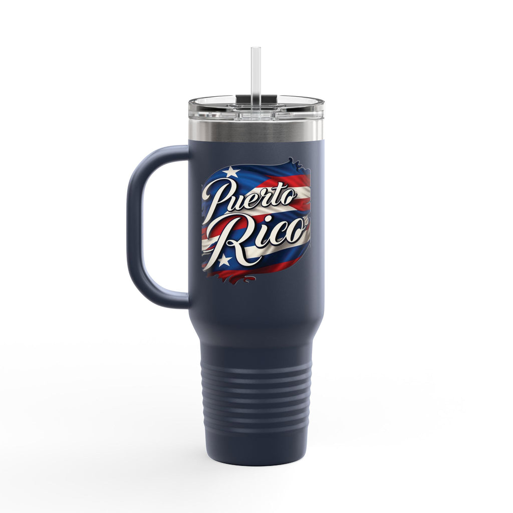 Taza de viaje con aislamiento patriótico de 40 oz, perfecta para aventuras al aire libre o para regalar.
