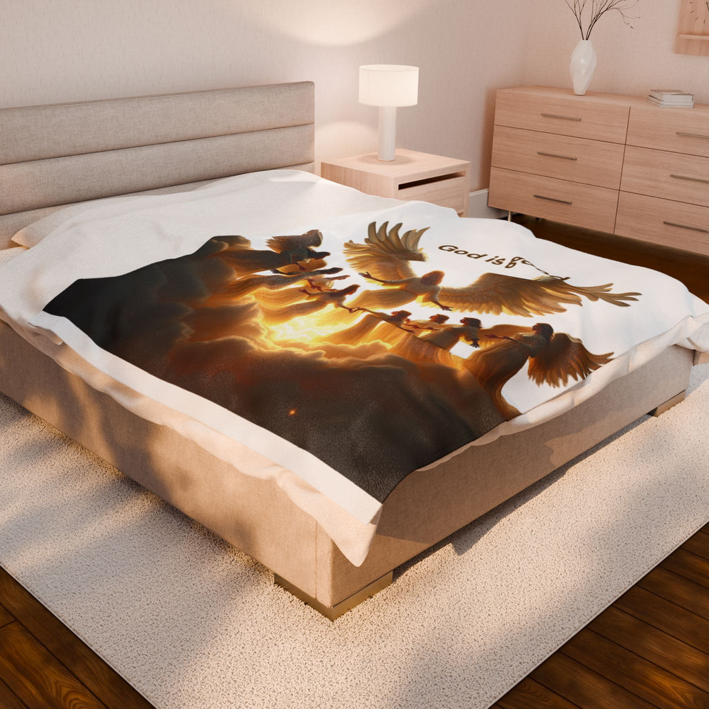 Inspirational Velveteen Plush Blanket - 'God is Good' - Cozy Home Decor for Faith & Comfort