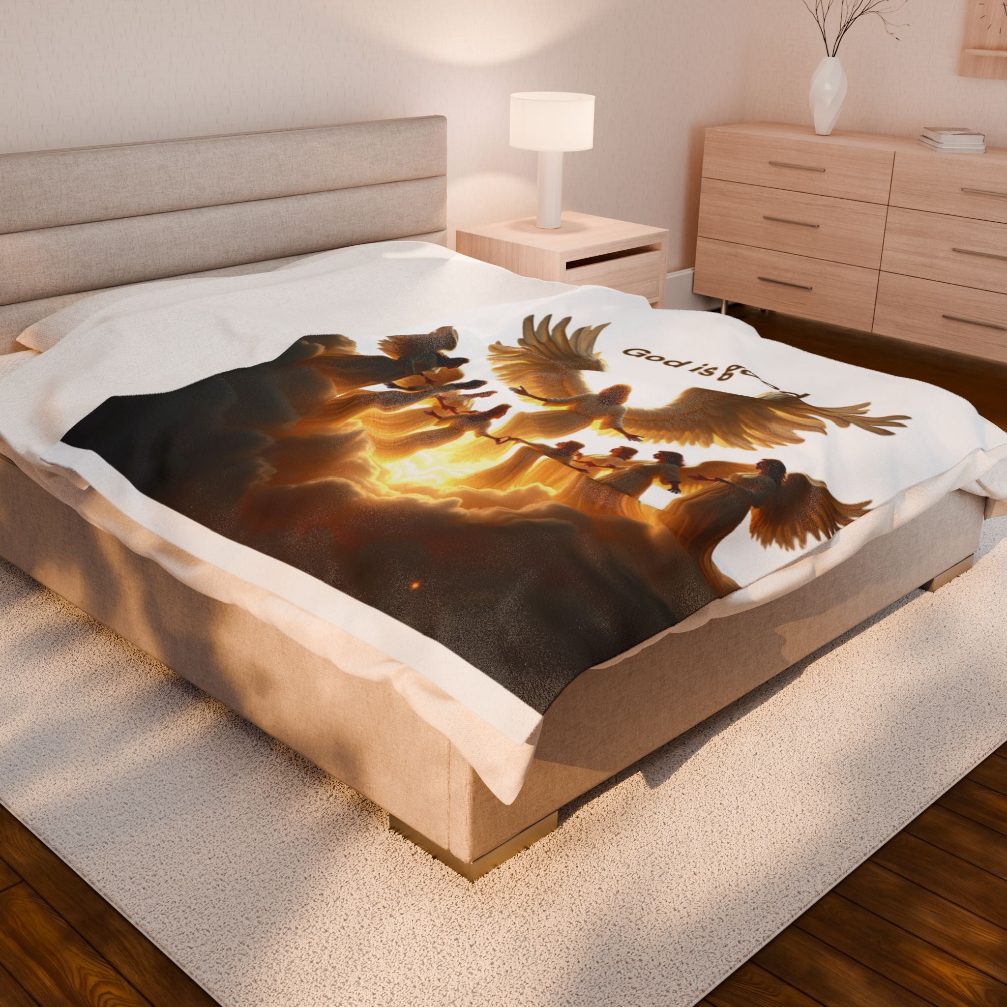 Inspirational Velveteen Plush Blanket - 'God is Good' - Cozy Home Decor for Faith & Comfort