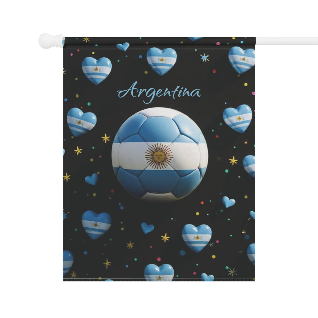 Argentina Soccer Garden Flag — Argentina Heart Soccer Ball House Banner